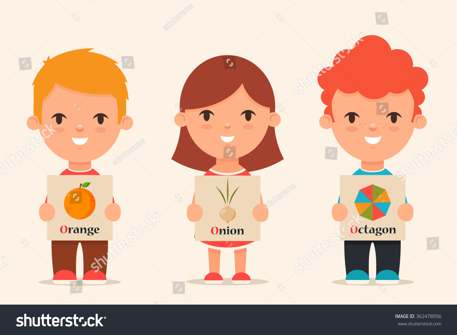 Worksheet Words That Start With O For Kids cute cartoon kids holding pictures words stock vector 362478956 with that start o set