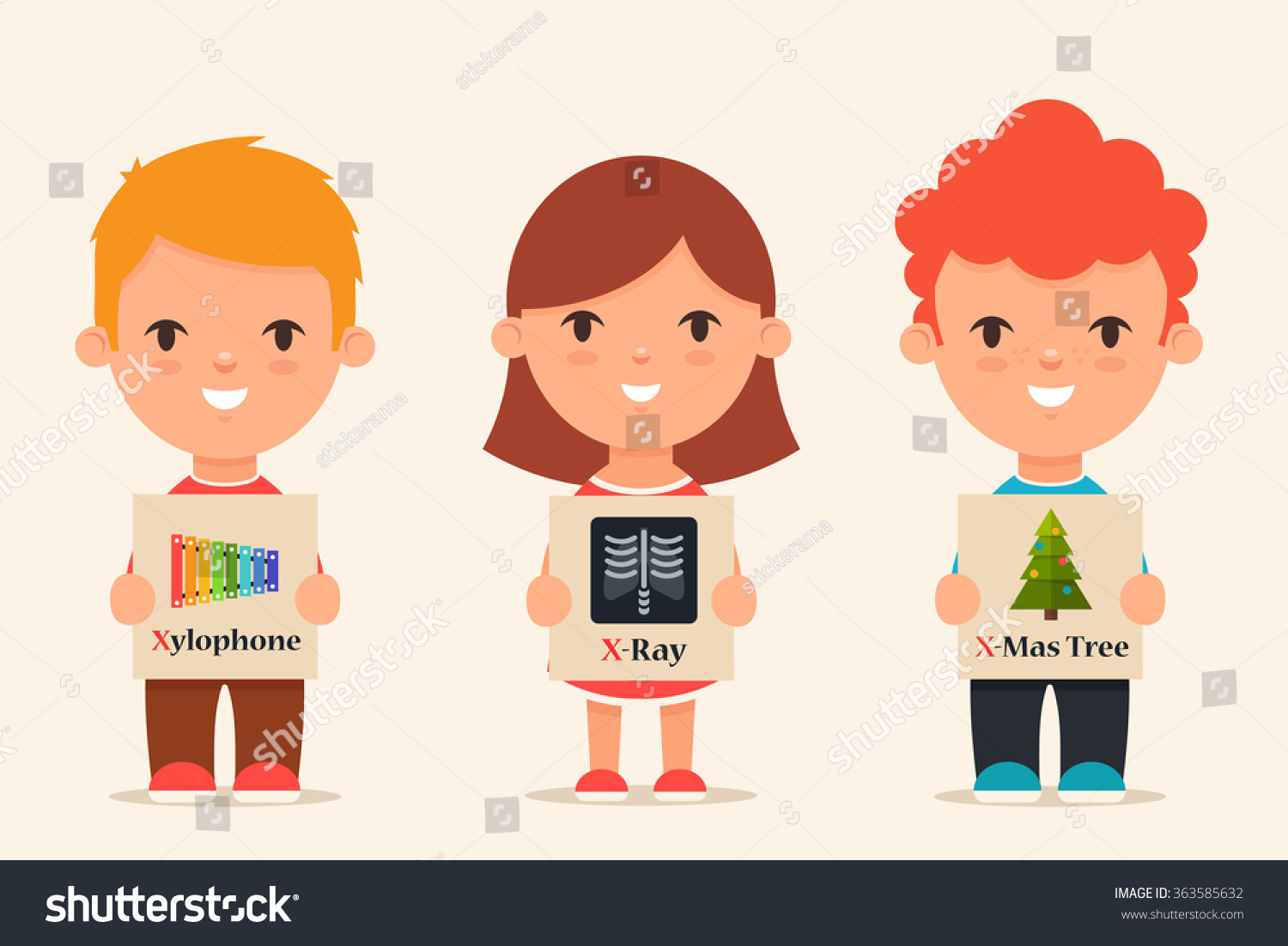 Worksheets Easy Kids Words That Start With X cute cartoon kids holding pictures words stock vector 363585632 with that start x set