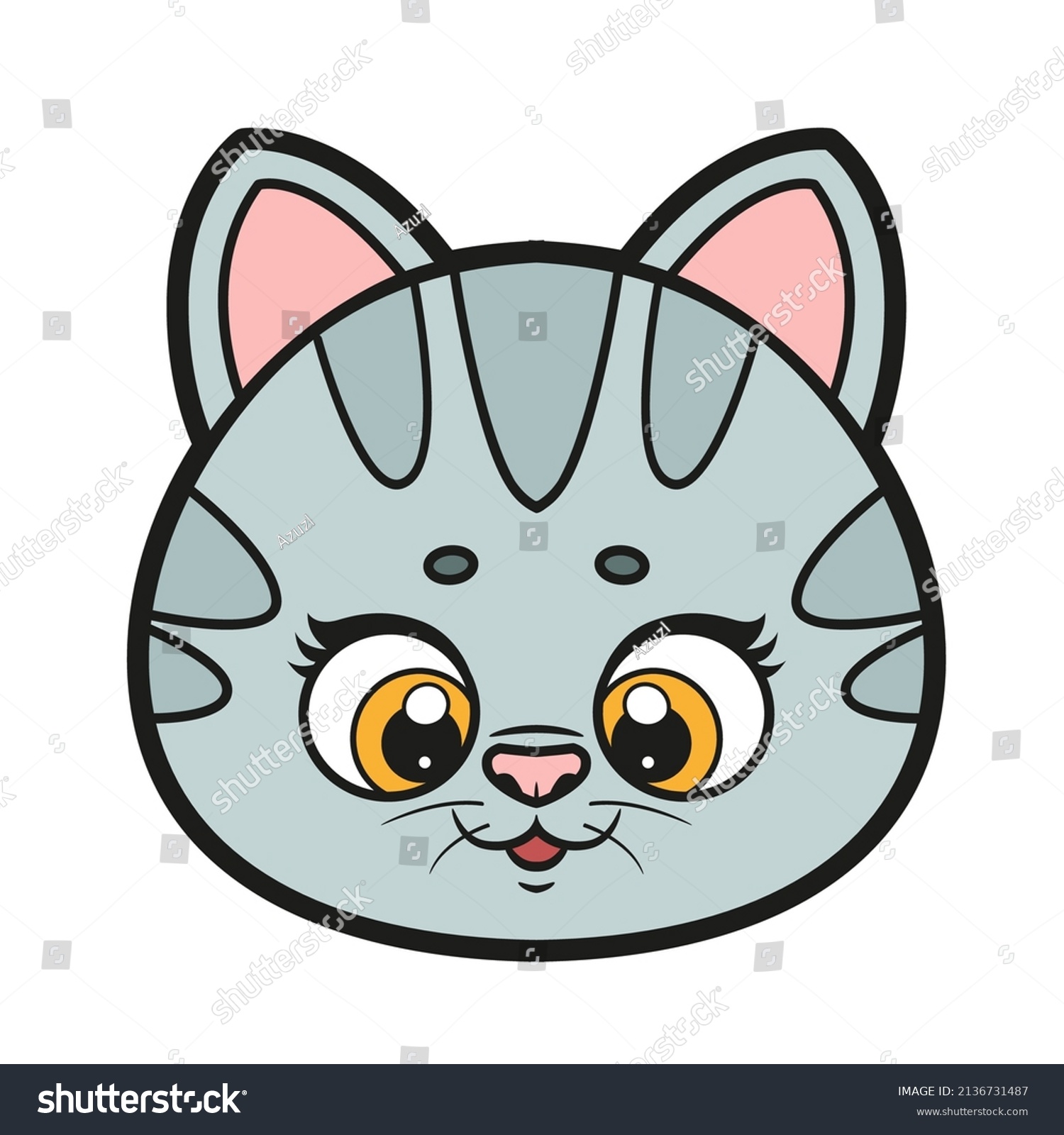 Cute Cartoon Kitten Head Color Variation Stock Vector (Royalty Free ...