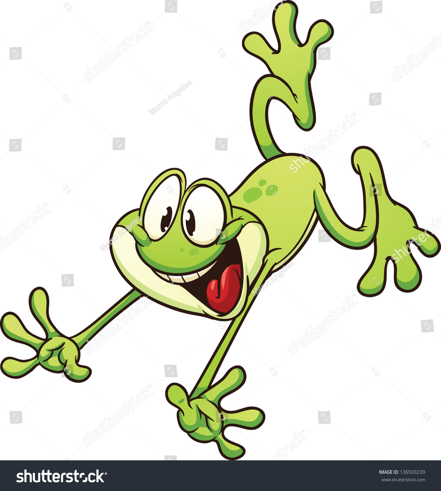 Cute Cartoon Leaping Frog. Vector Clip Art Illustration With Simple ...