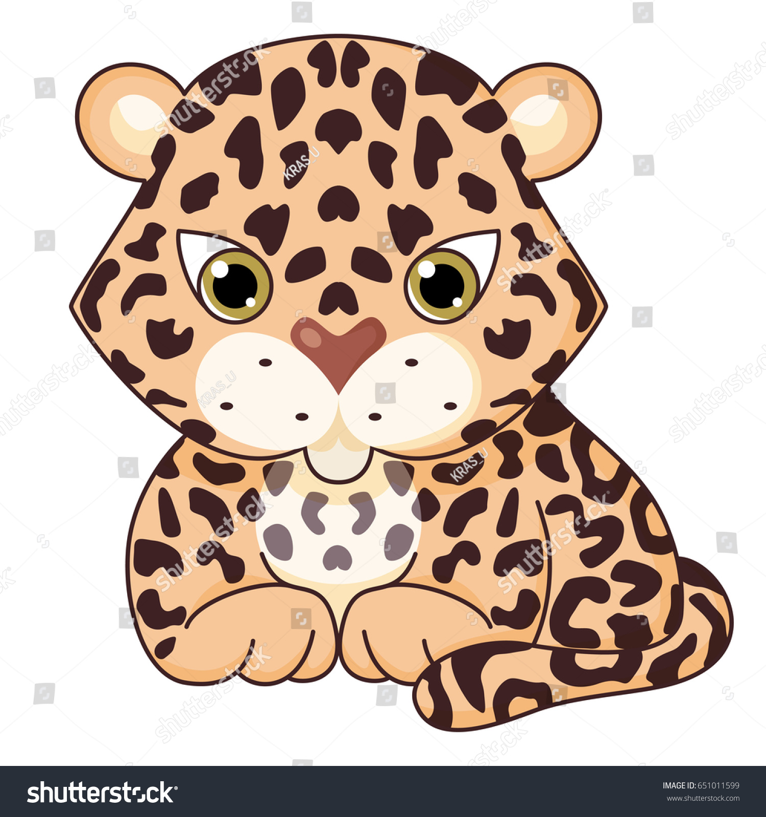 Cute Cartoon Leopard Isolated On White Stock Vector 651011599 ...