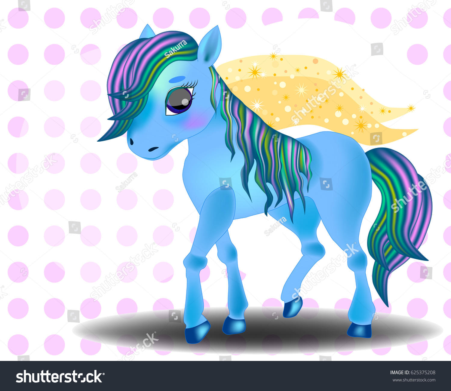 SVG of Cute cartoon little blue baby horse. Detailed vector illustration isolated on white. My little pony svg