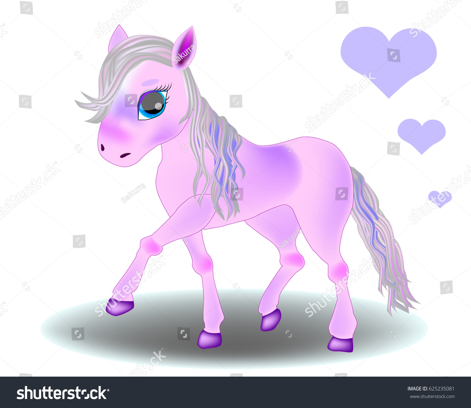 SVG of Cute cartoon little pink baby horse. Detailed vector illustration isolated on white. My little pony  svg