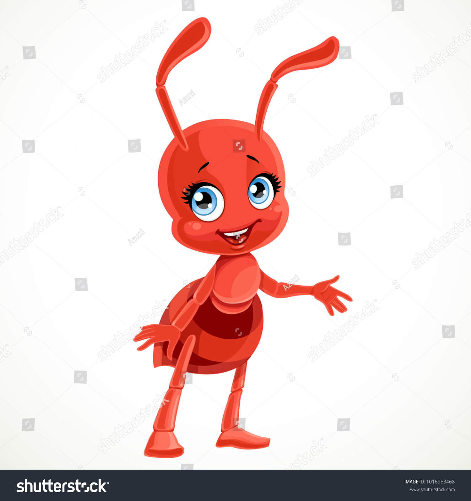 Cute Cartoon Little Red Ant Tells Stock Vector (Royalty Free) 1016953468