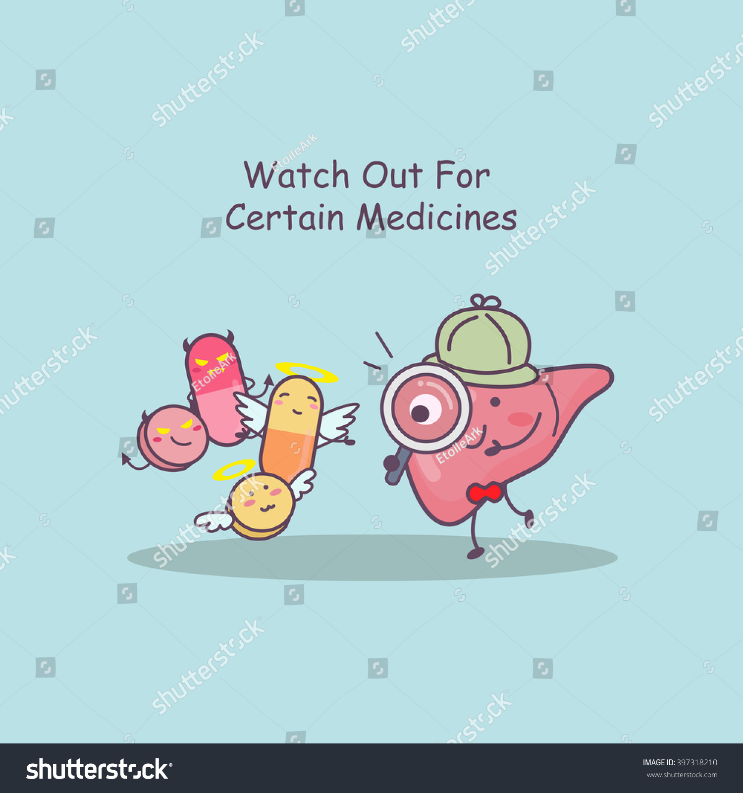 Cute Cartoon Liver Watch Out For Certain Medicines, Great For Health ...