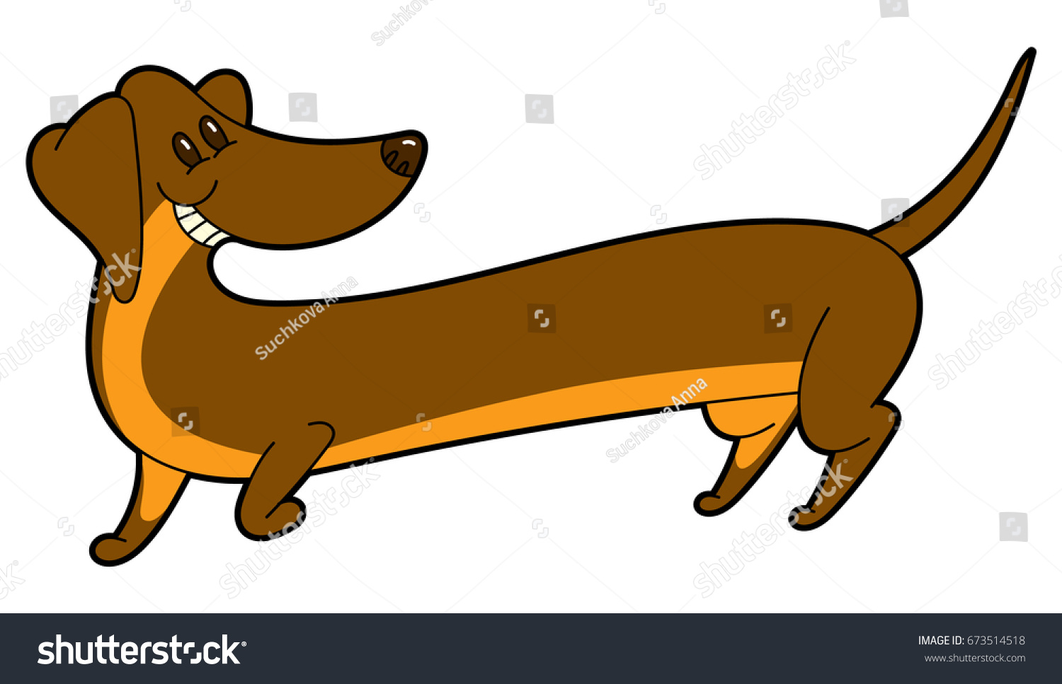 SVG of Cute cartoon long dachshund - vector illustation svg