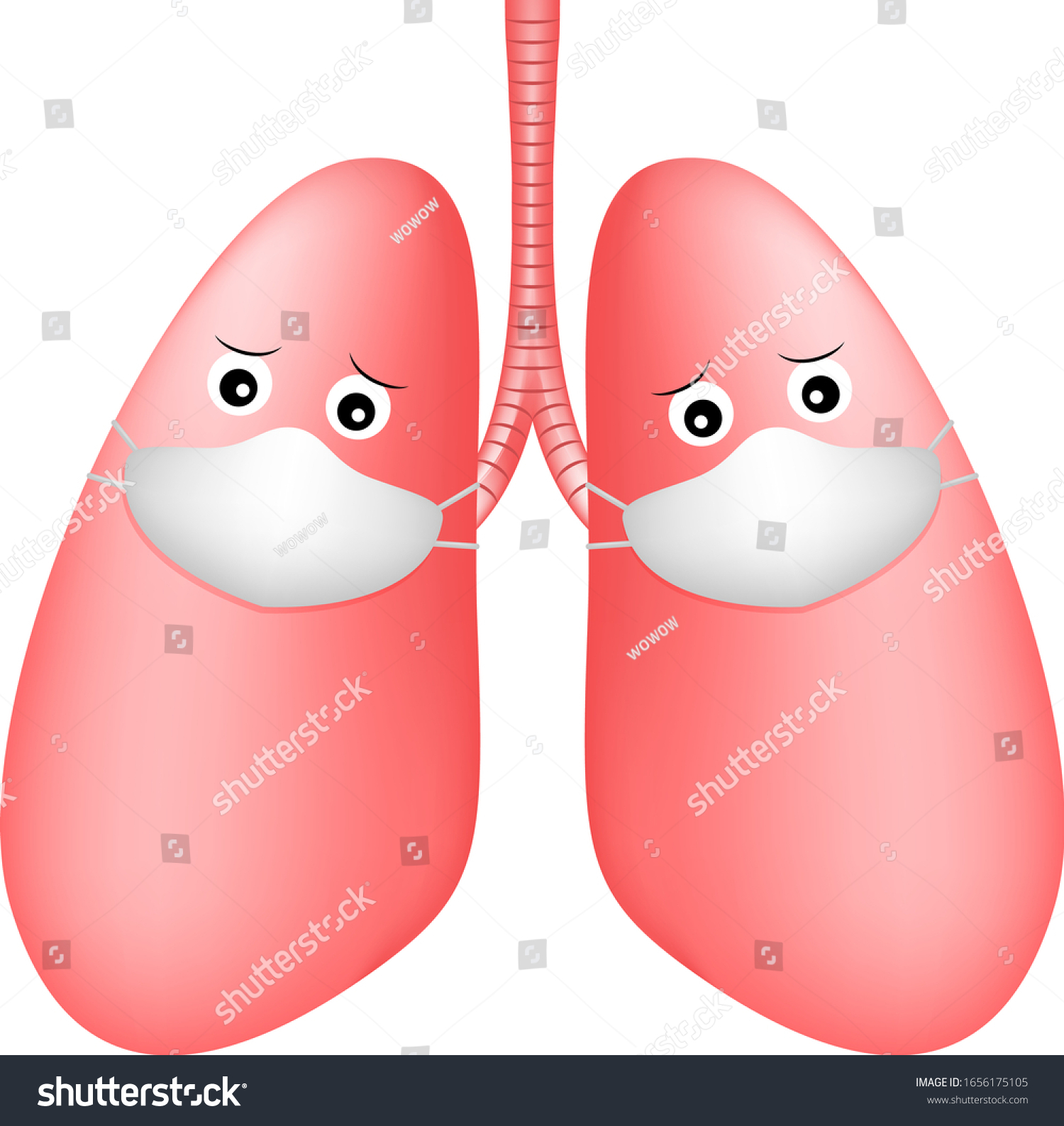 Cute Cartoon Lungs Character Breathing Hygiene Stock Vector (Royalty ...