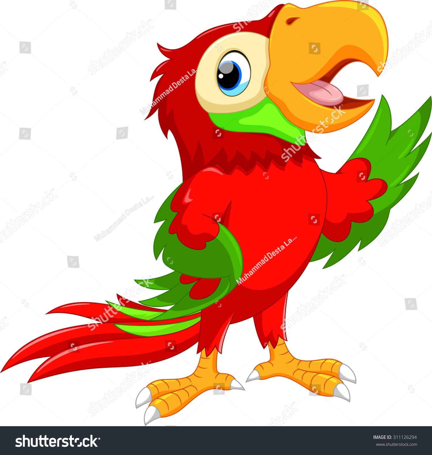 Cute Cartoon Macaw Waving Stock Vector Illustration 311126294 ...