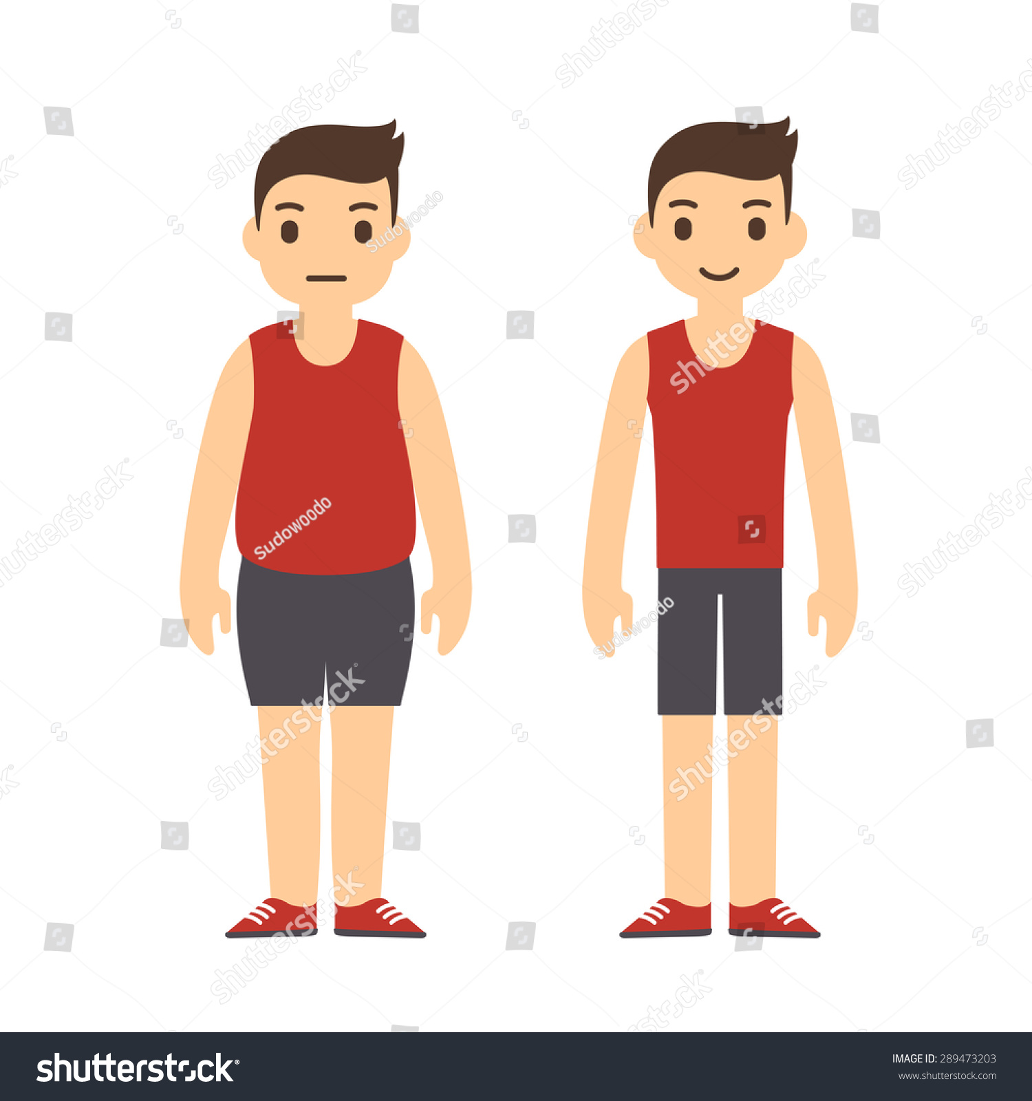 Cute Cartoon Man Sport Clothes Two Stock Vector 289473203 - Shutterstock