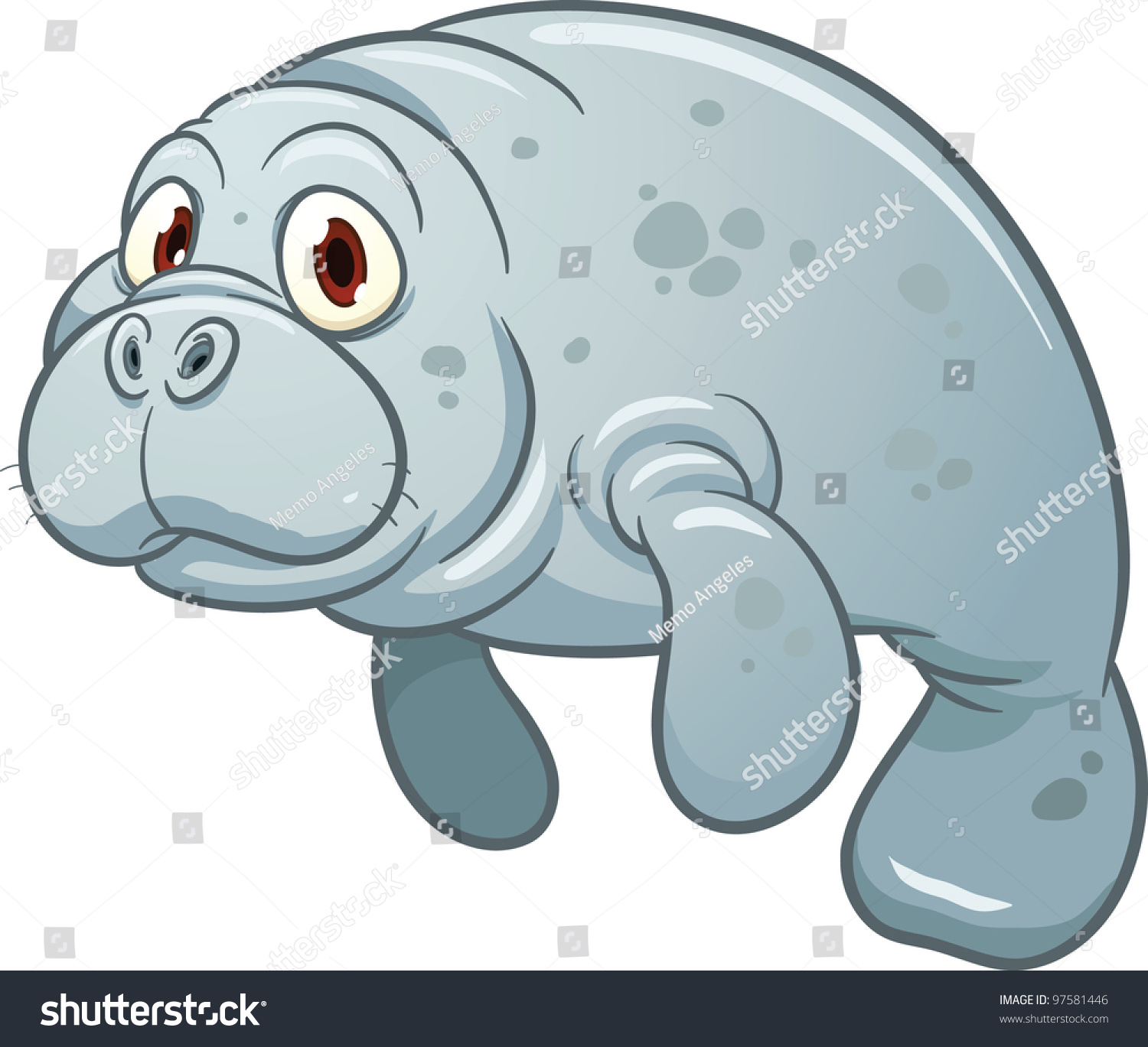 SVG of Cute cartoon manatee. Vector illustration with simple gradients. All in a single layer. svg