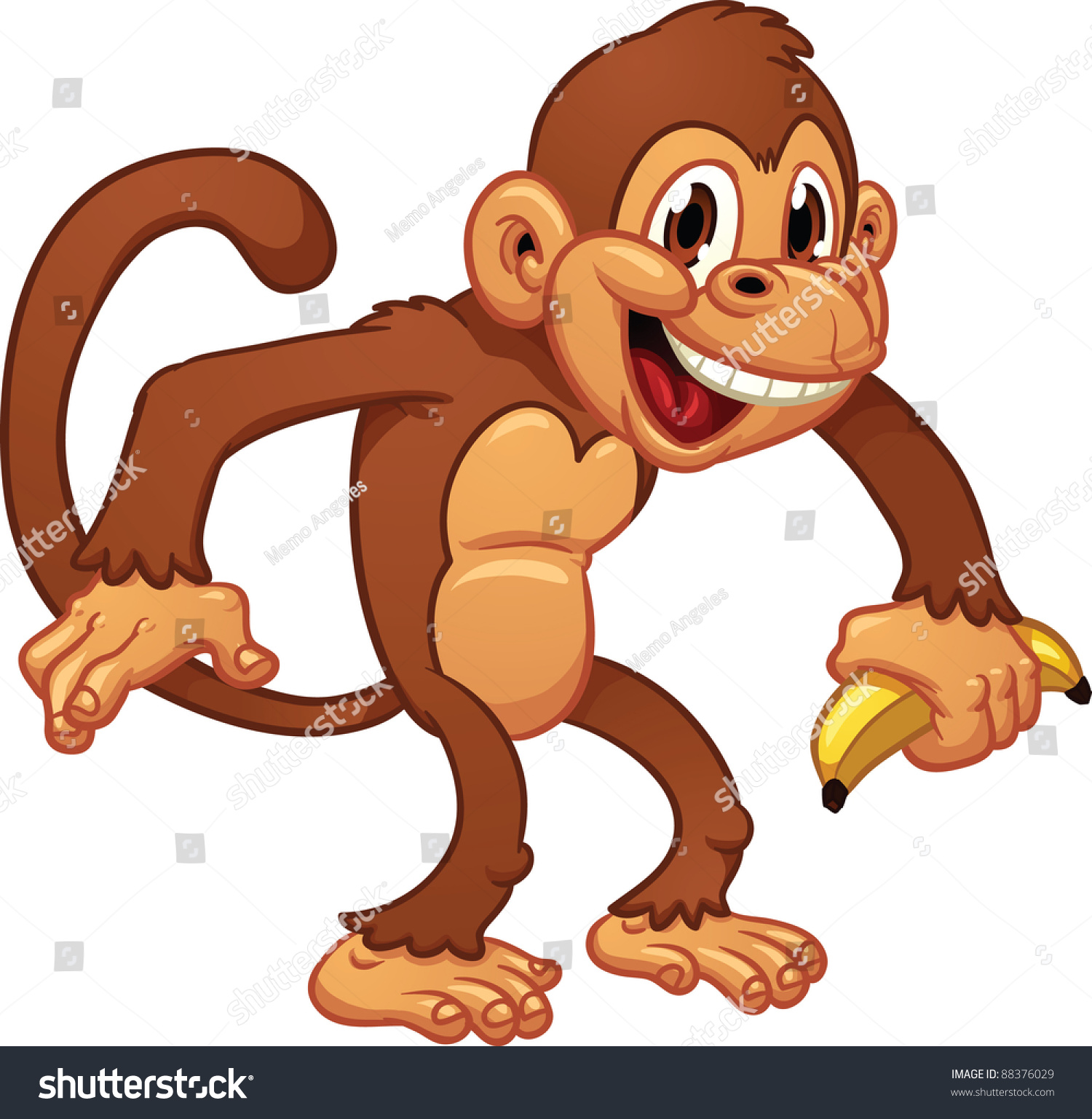 Cute Cartoon Monkey Holding Banana Vector Stock Vector 88376029 ...