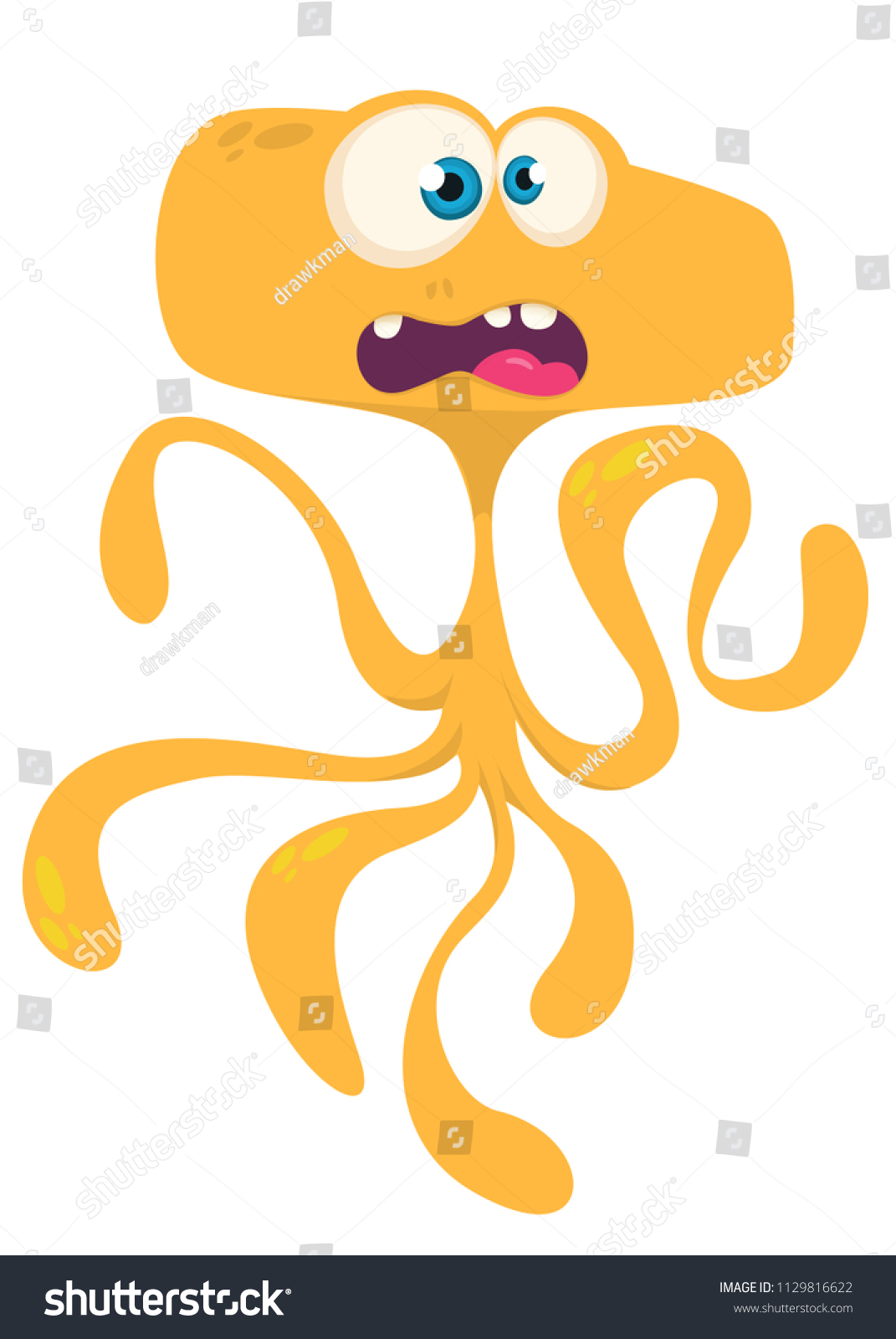 Cute Cartoon Monster Alien Octopus Vector Stock Vector (Royalty Free ...