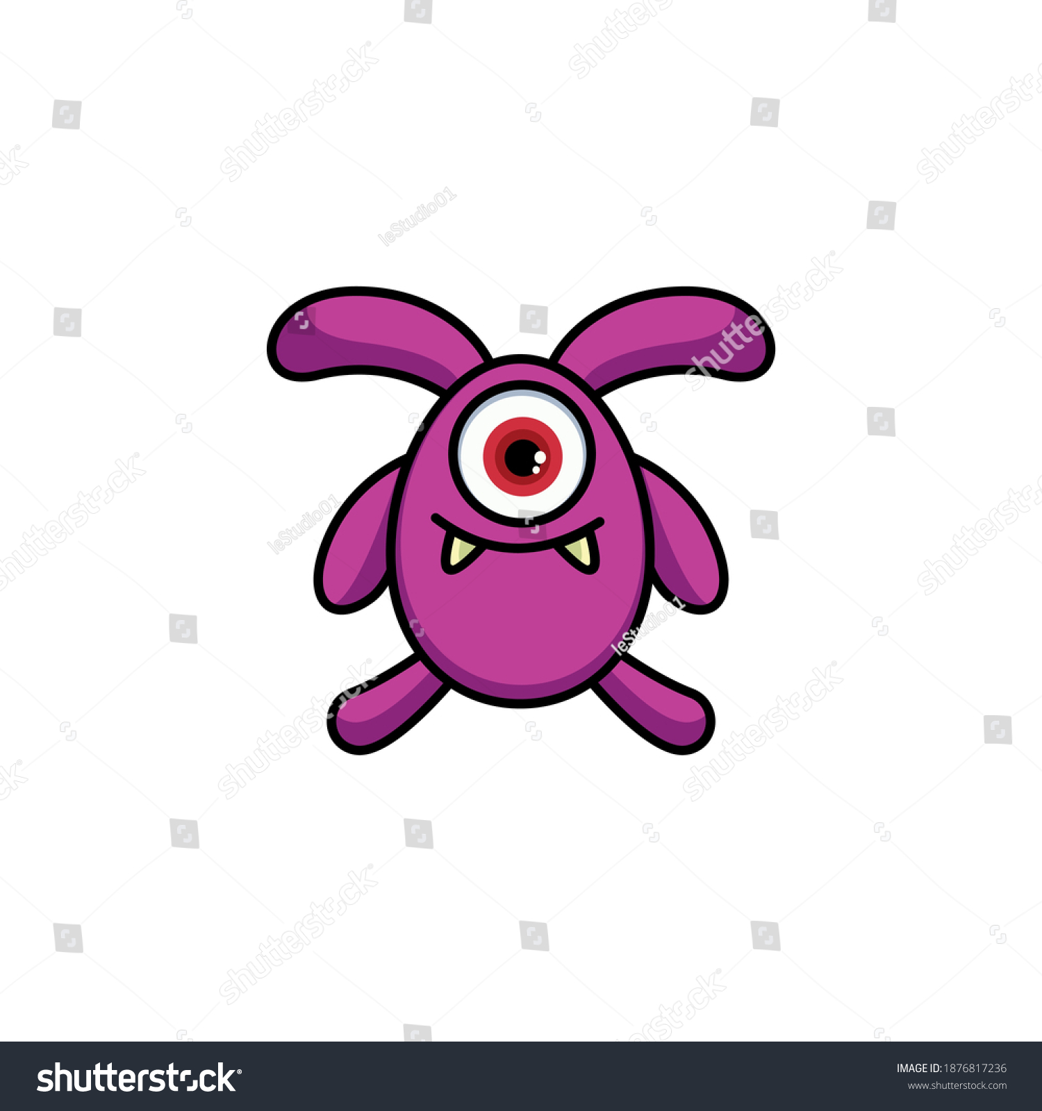 Cute Cartoon Monster Horns One Eye Stock Vector Royalty Free