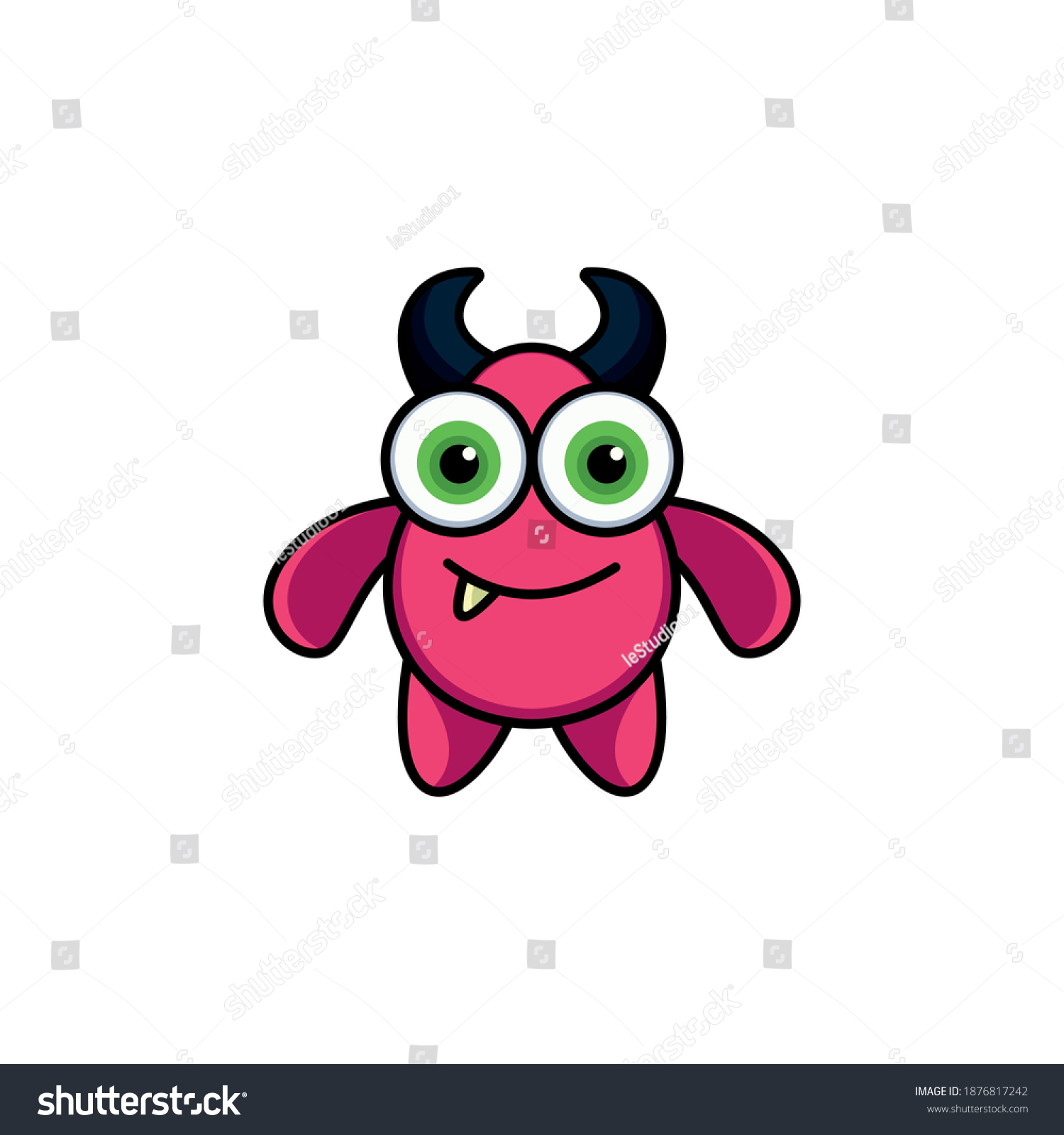 Cute Cartoon Monster Horns One Eye Stock Vector Royalty Free 1876817242 