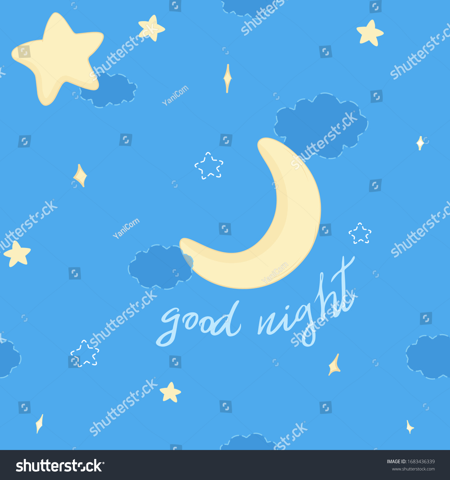 Cute Cartoon Moon Stars Handwritten Slogan Stock Vector (Royalty Free ...