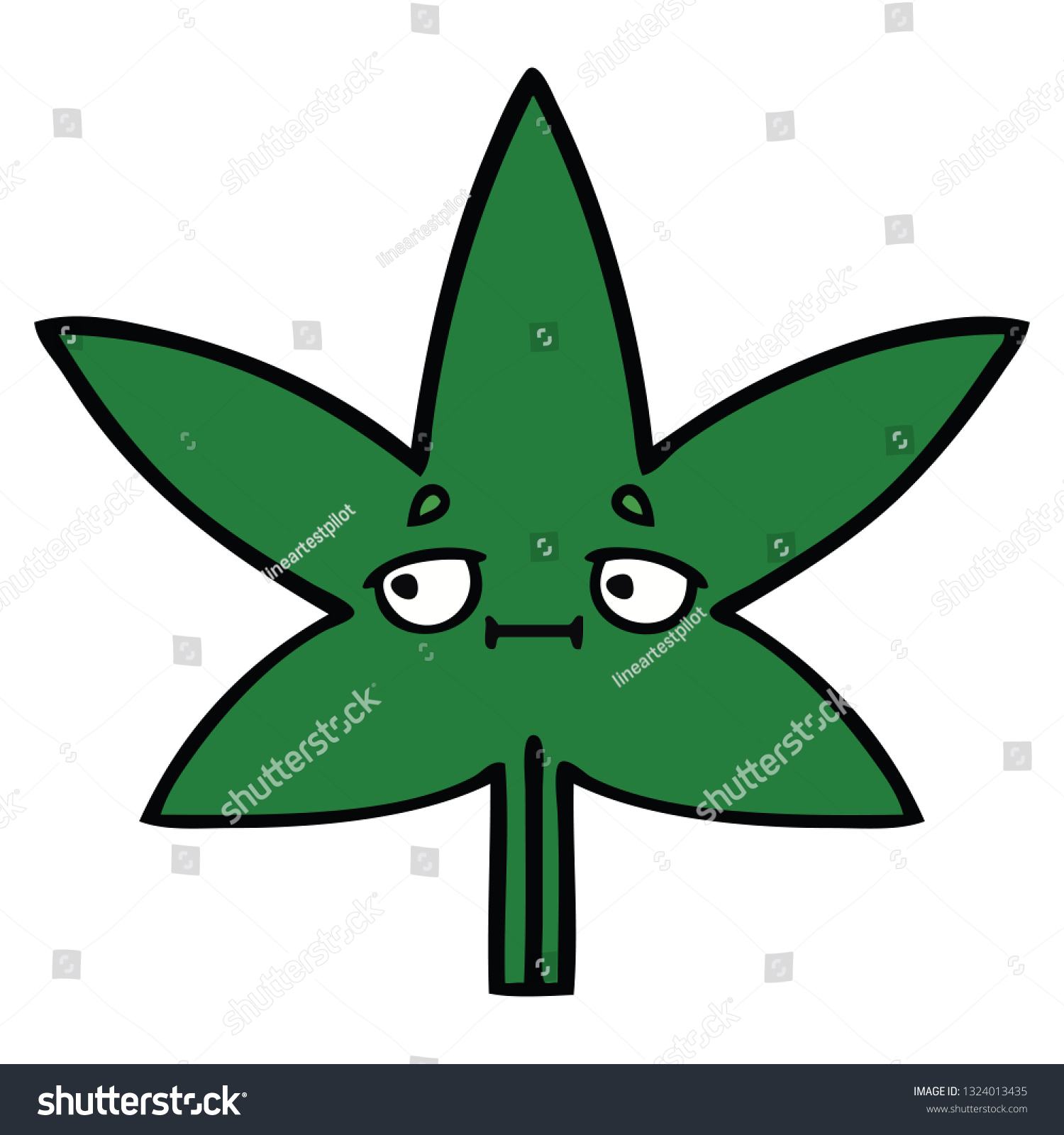 Cute Cartoon Marijuana Leaf Stock Vector (Royalty Free) 1324013435 ...