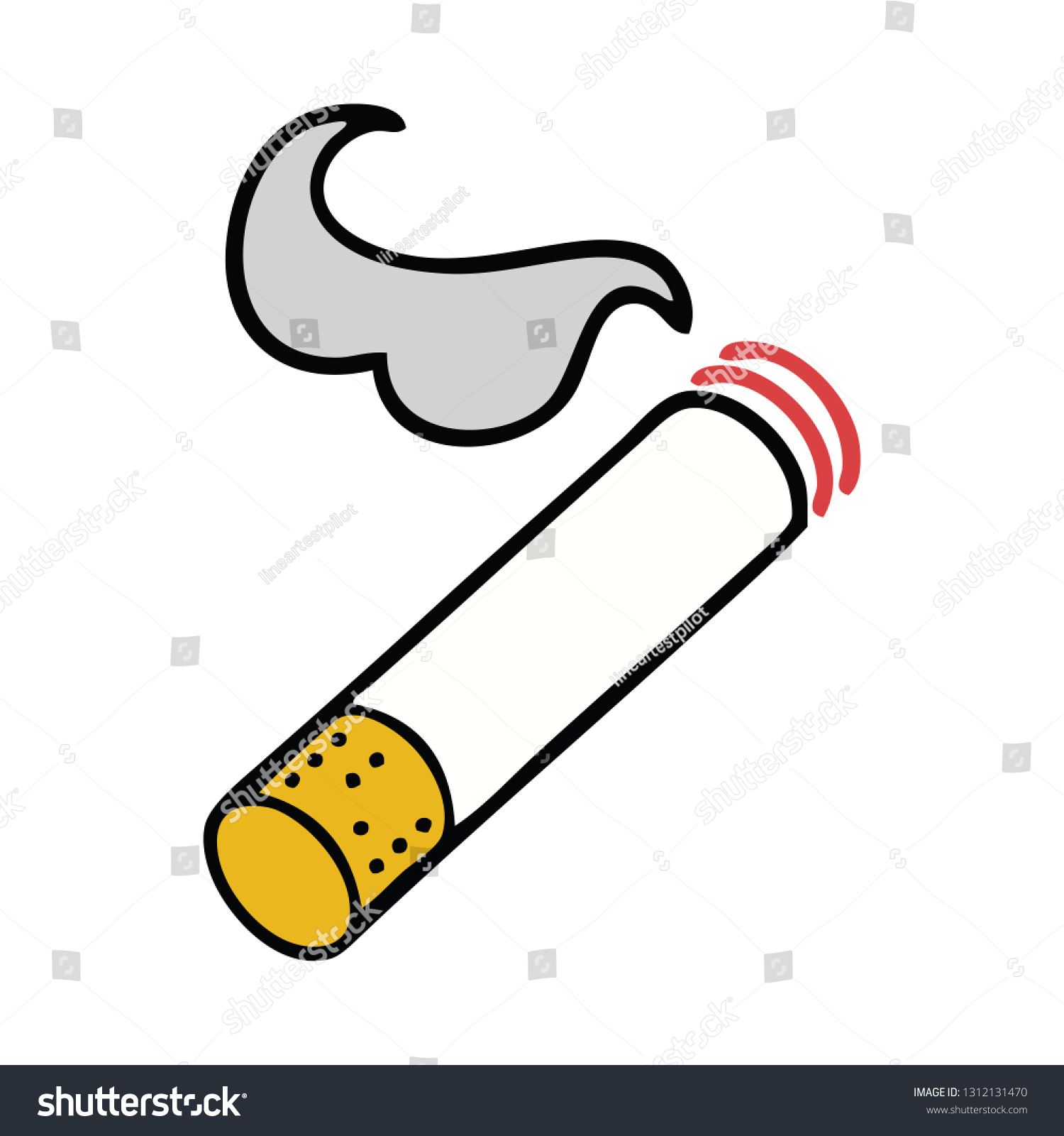 Cute Cartoon Smoking Cigarette Stock Vector (Royalty Free) 1312131470 ...