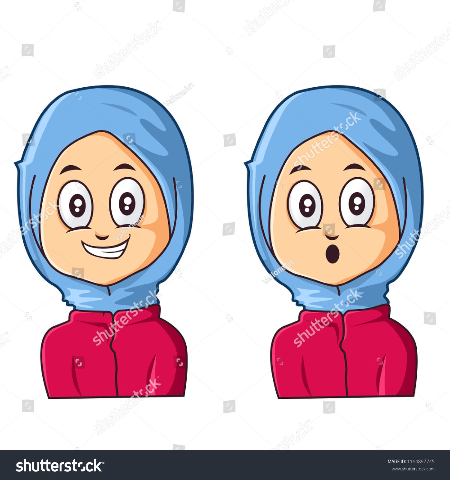 Cute Cartoon Islam Women Stock Vektorgrafik Lizenzfrei