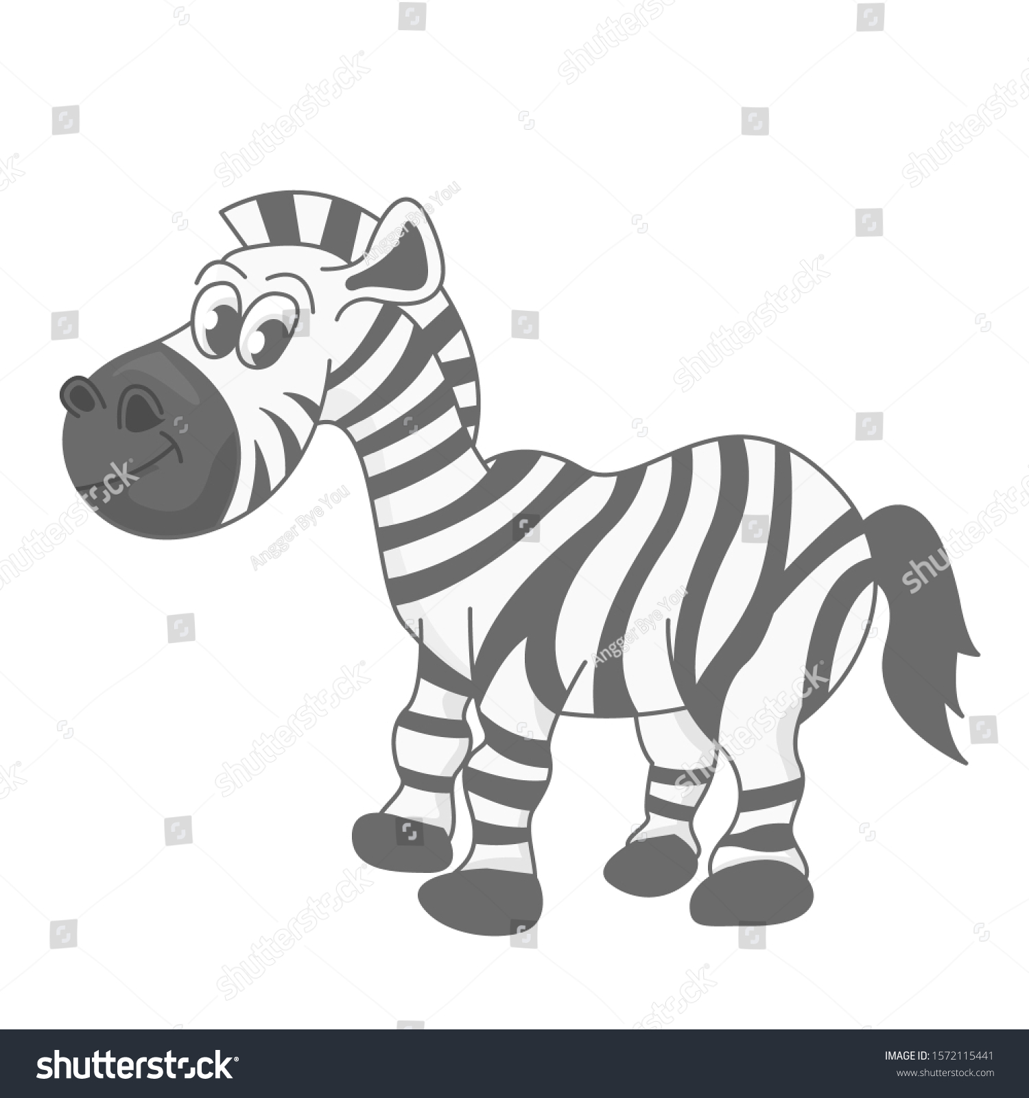 Cute Cartoon Zebra Standing Alone Stock Vector (Royalty Free) 1572115441