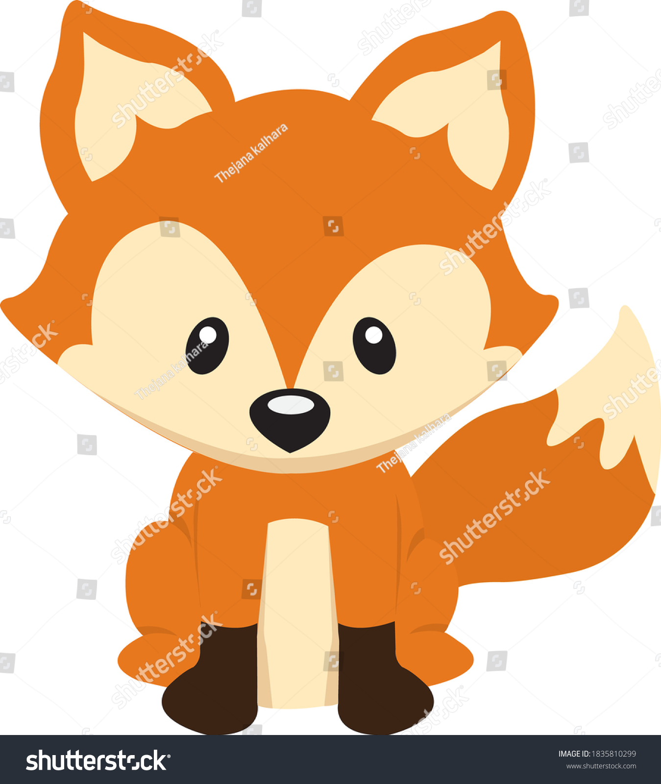 Cute Cartoon Orange Fox Clip Art Stock Vector (Royalty Free) 1835810299 ...