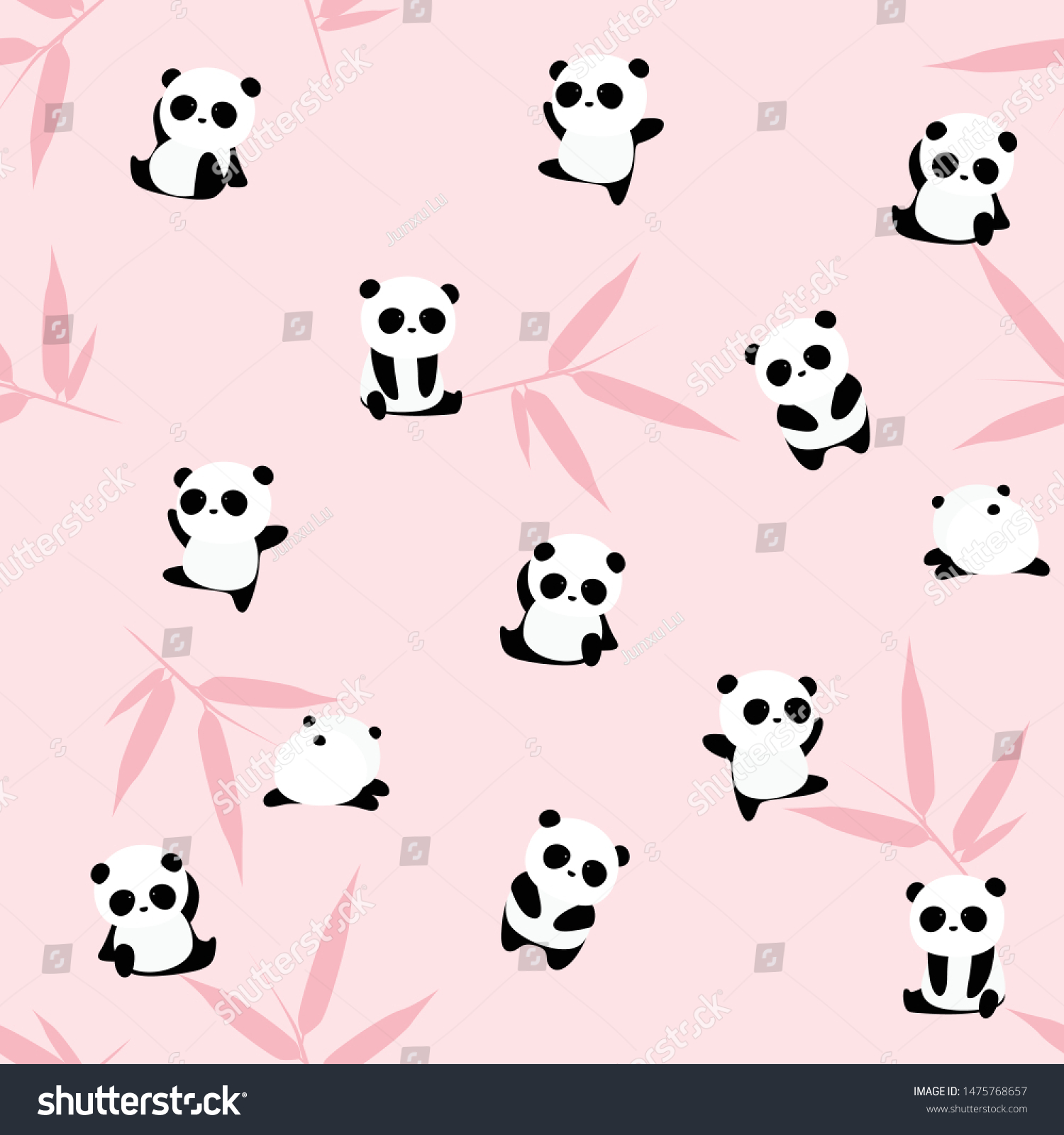 Cute Cartoon Panda Bear Seamless Pattern Stock Vector (Royalty Free ...