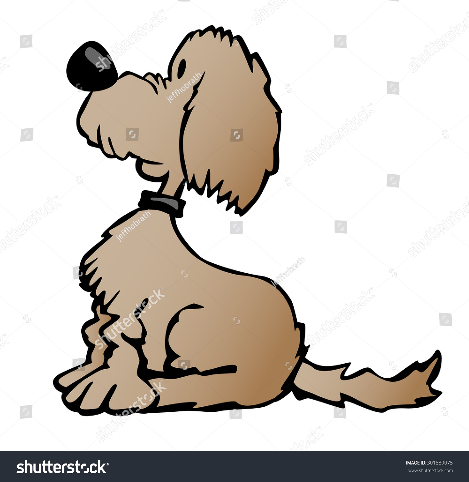 Cute Cartoon Puppy Dog Sitting Looking Stock Vector (Royalty Free