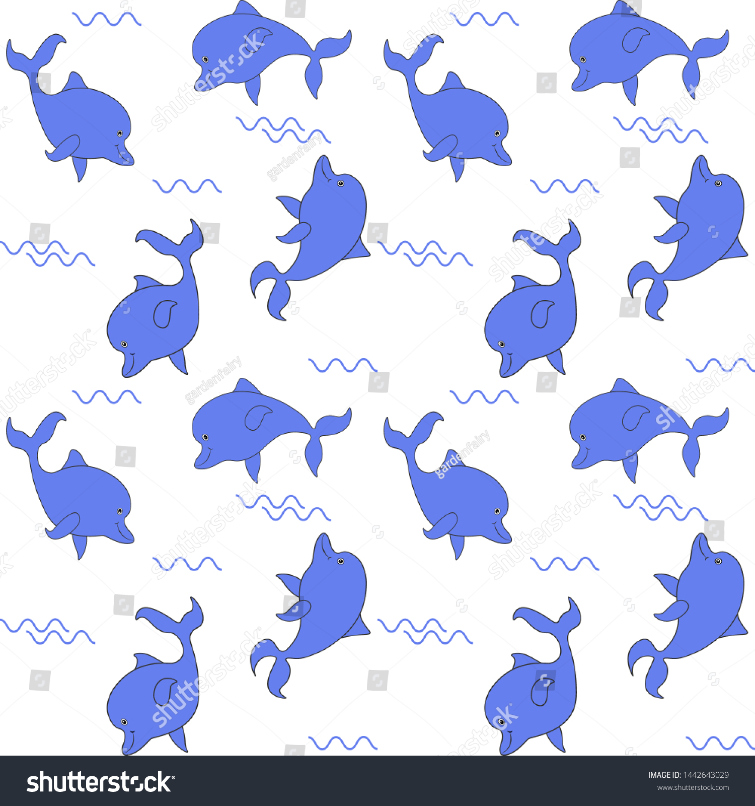 Cute Cartoon Purple Dolphins Seamless On Stock Vector (Royalty Free ...