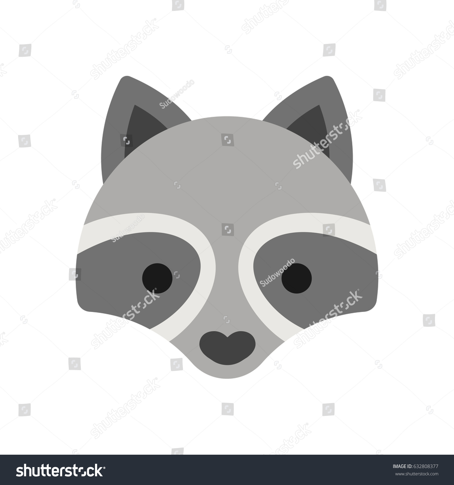 Cute Cartoon Raccoon Face Icon Simple Stock Vector (Royalty Free) 632808377