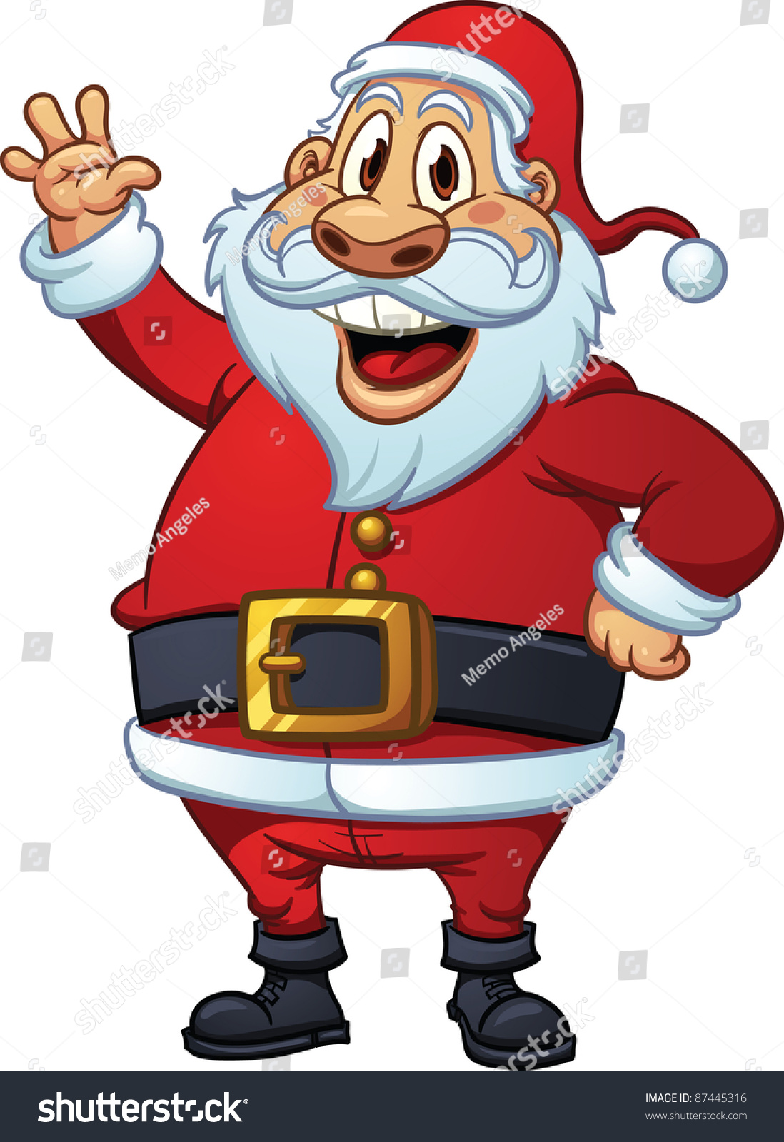 Cute Cartoon Santa Claus Waving Vector Stock Vector Royalty Free