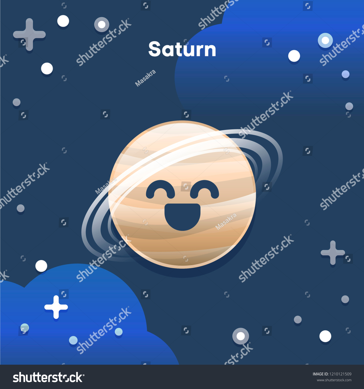 Cute Cartoon Saturn Planet Funny Face Stock Vector (Royalty Free ...