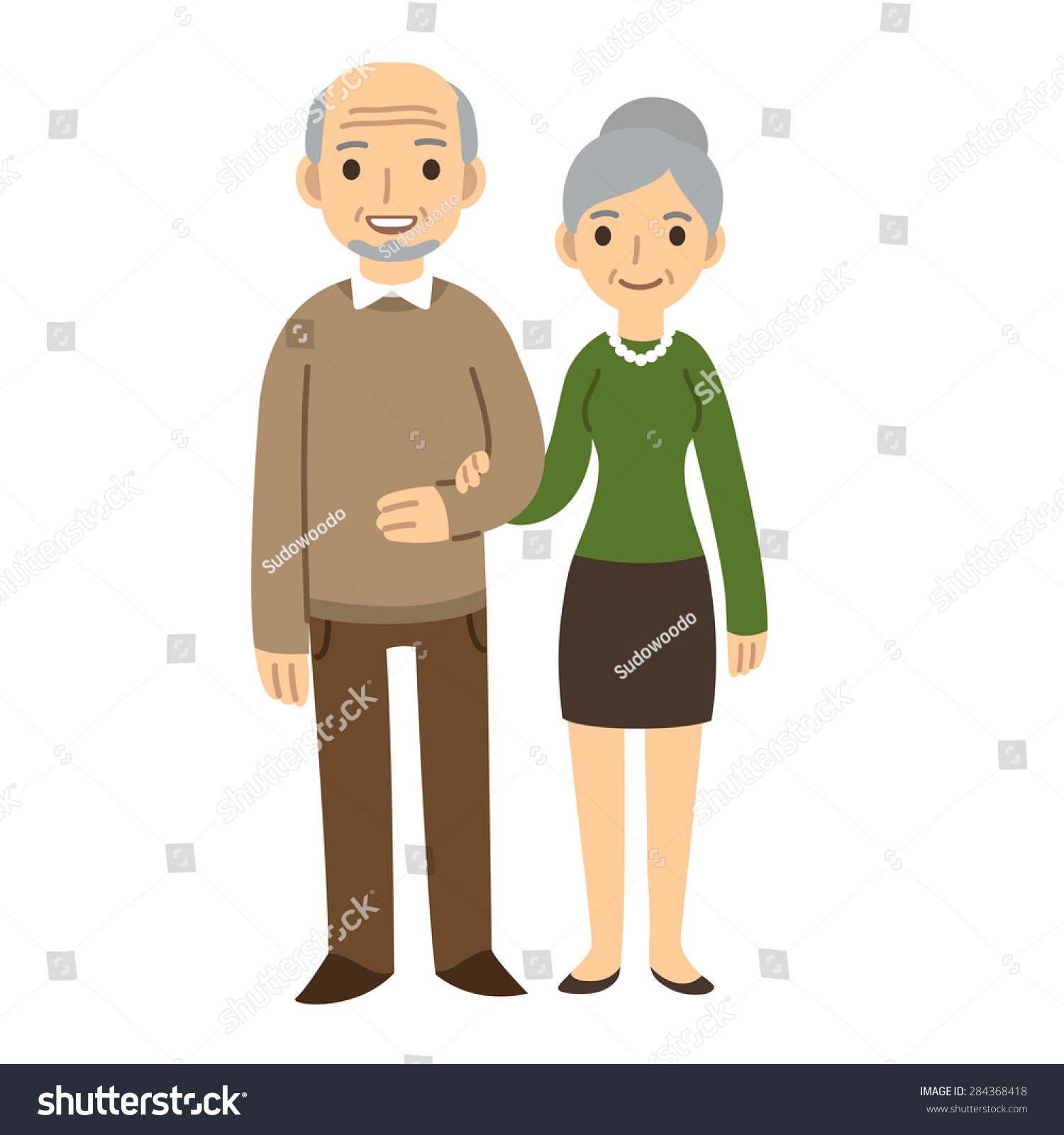 Cute Cartoon Senior Couple Isolated On Stock Vector 284368418 ...