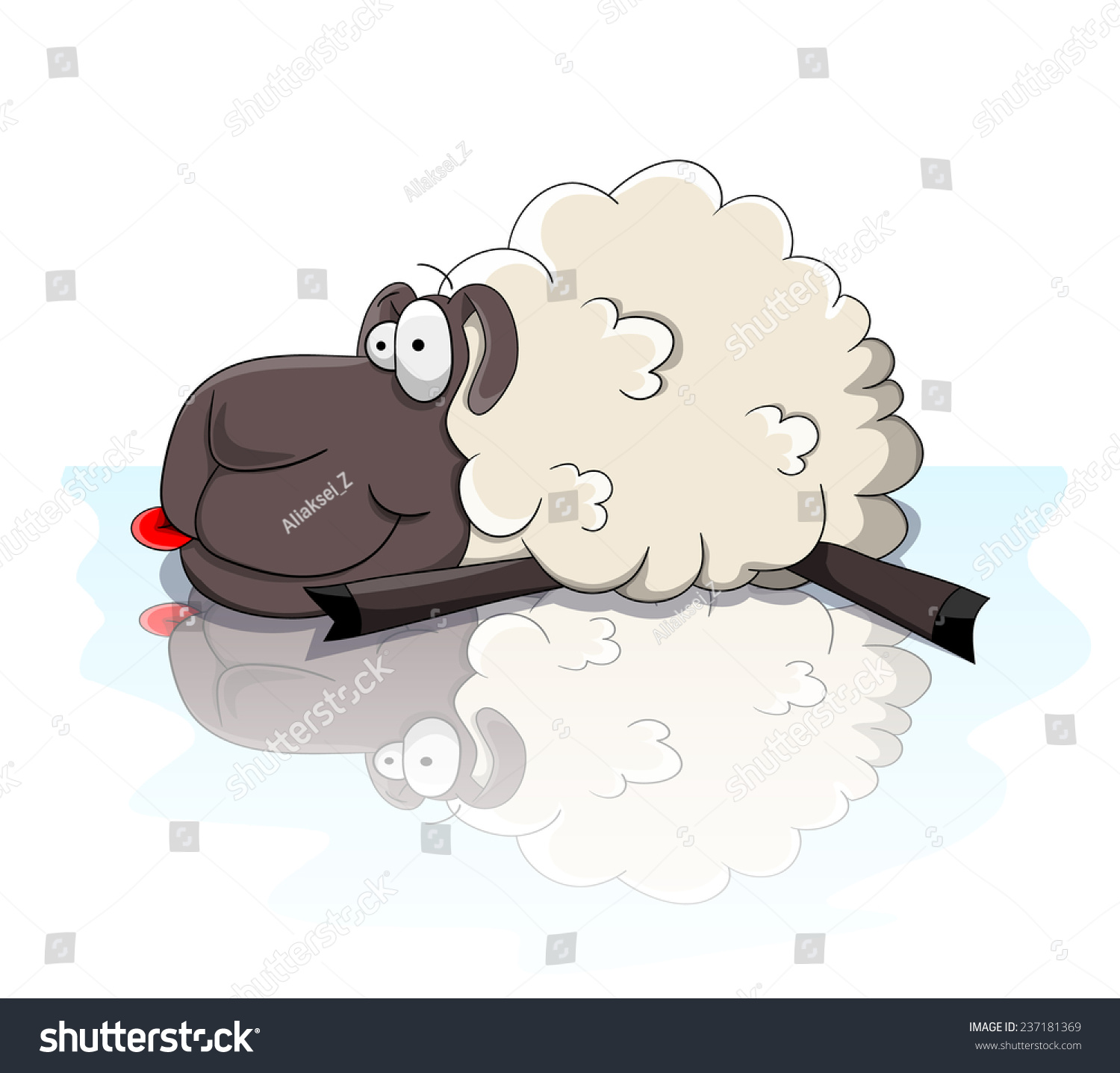 Cute Cartoon Sheep Lying On Ice Stock Vector 237181369 - Shutterstock