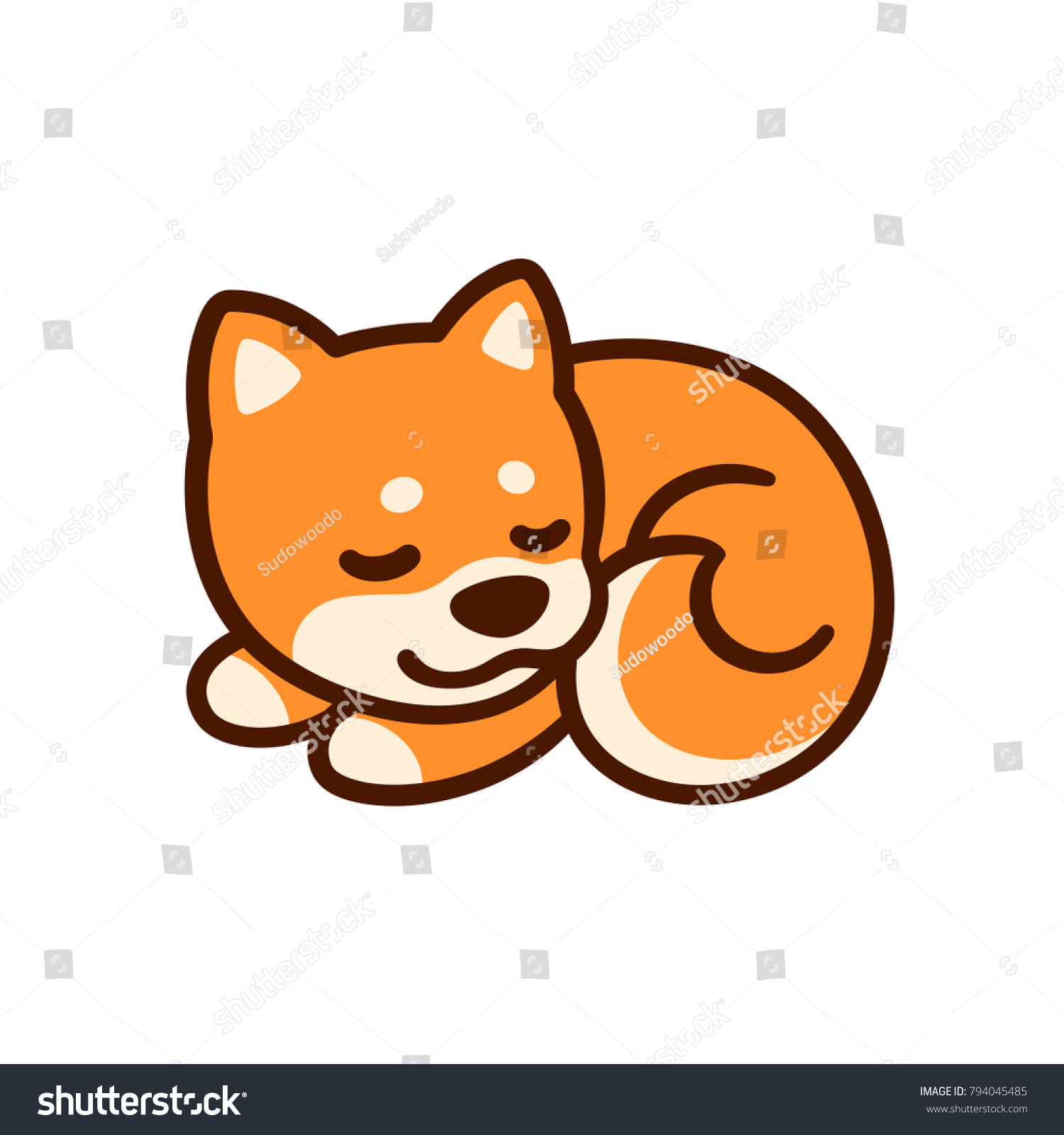 Cute Cartoon Shiba Inu Puppy Vector Stock Vector Royalty Free