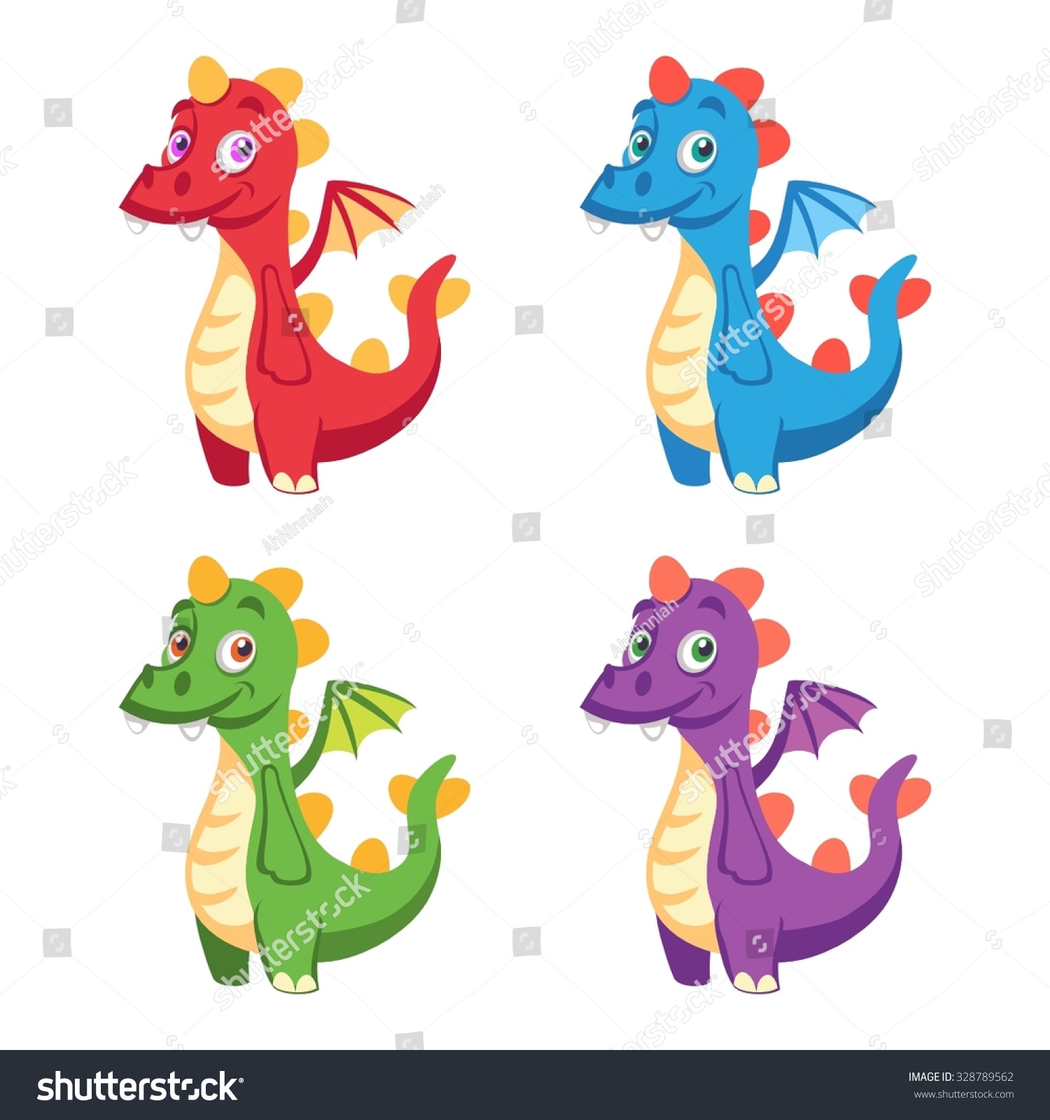 Cute Cartoon Smiling Dragon Character Wings Stock Vector (Royalty Free ...