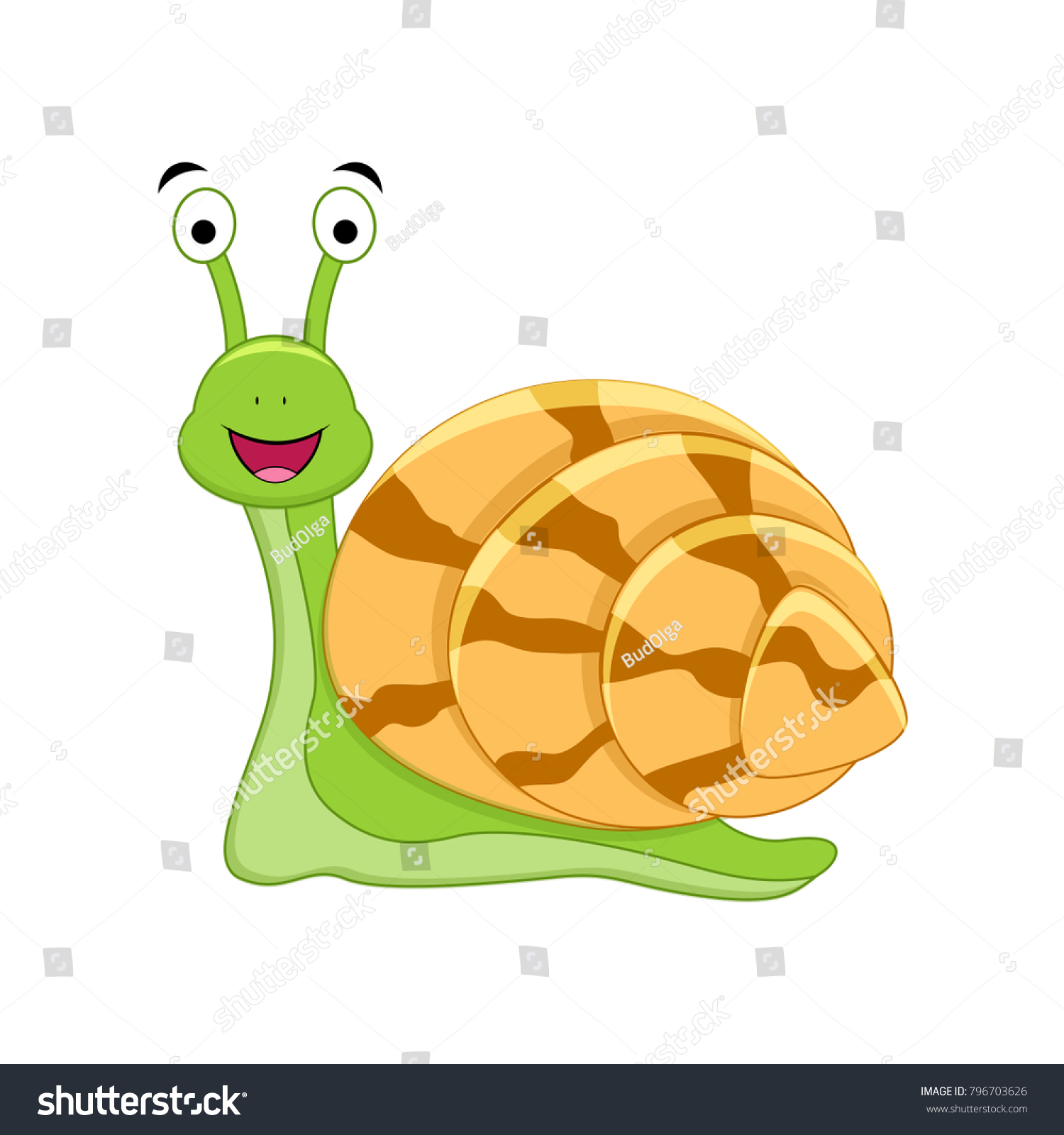 Cute Cartoon Snail Isolated On White Stock Vector (Royalty Free ...