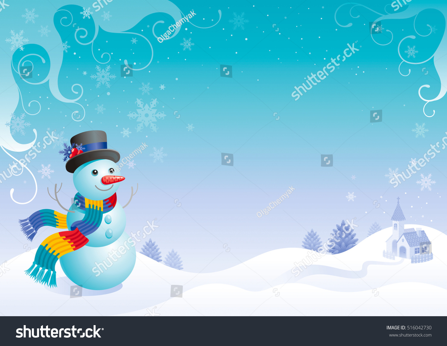 Cute Cartoon Snowman Hat Scarf Seasonal Stock Vector Royalty Free