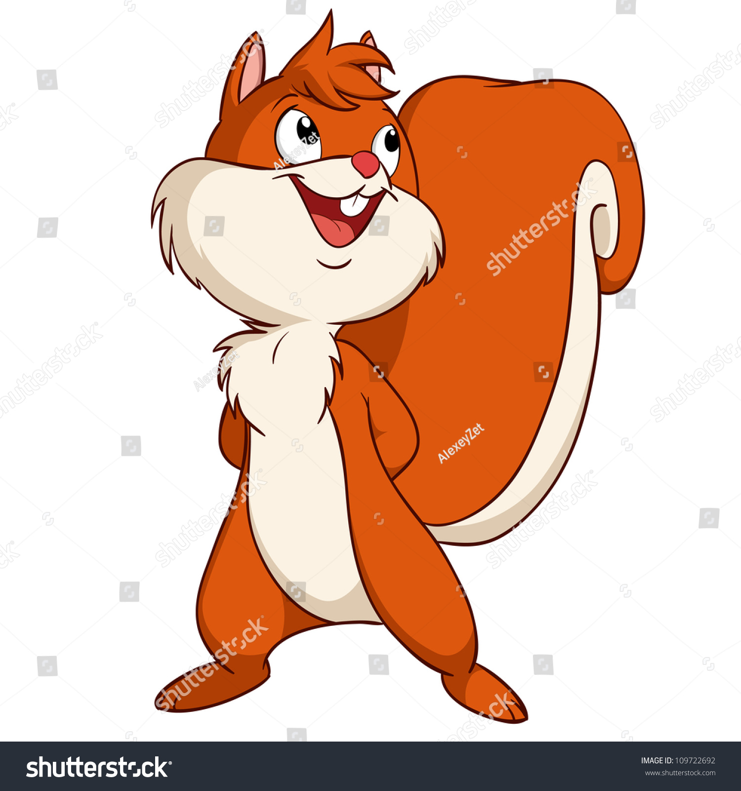 Cute Cartoon Squirrel In Playful Mood. Vector Illustration. - 109722692 ...