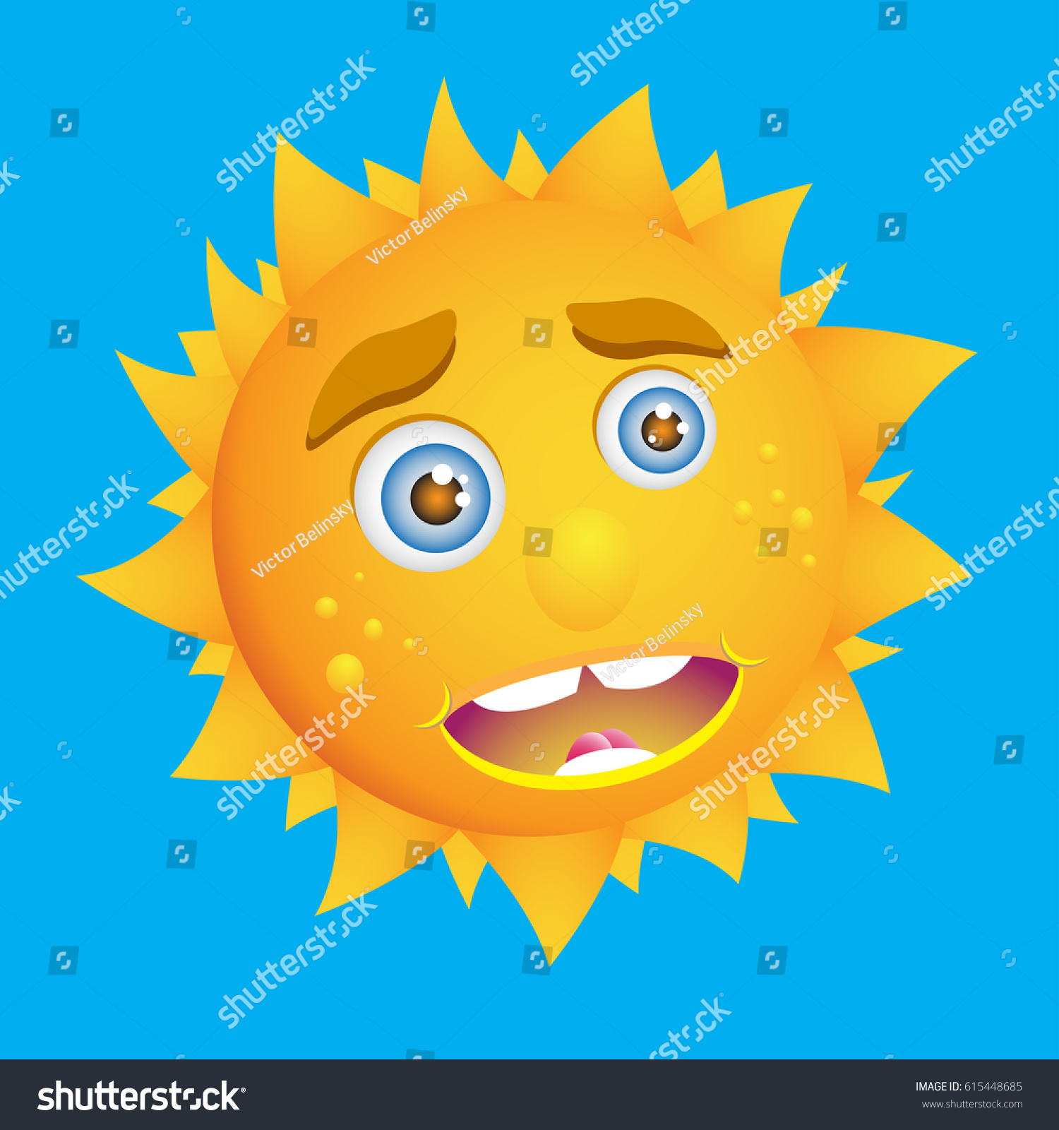 Cute Cartoon Sun Kind Sunny Smile Stock Vector Royalty Free 615448685