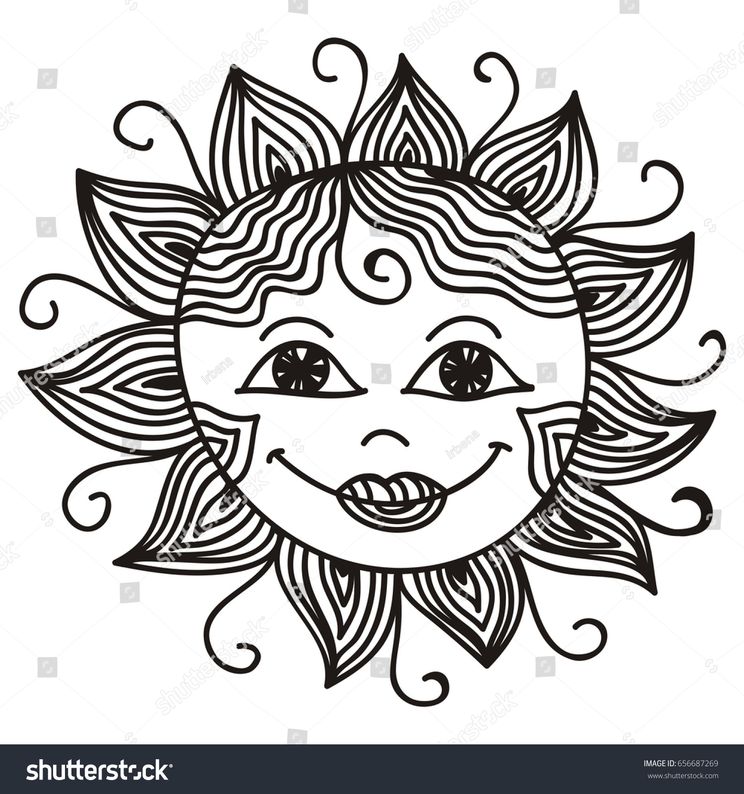 Cute Cartoon Sun Vector Illustration Stock Vector Royalty Free 656687269