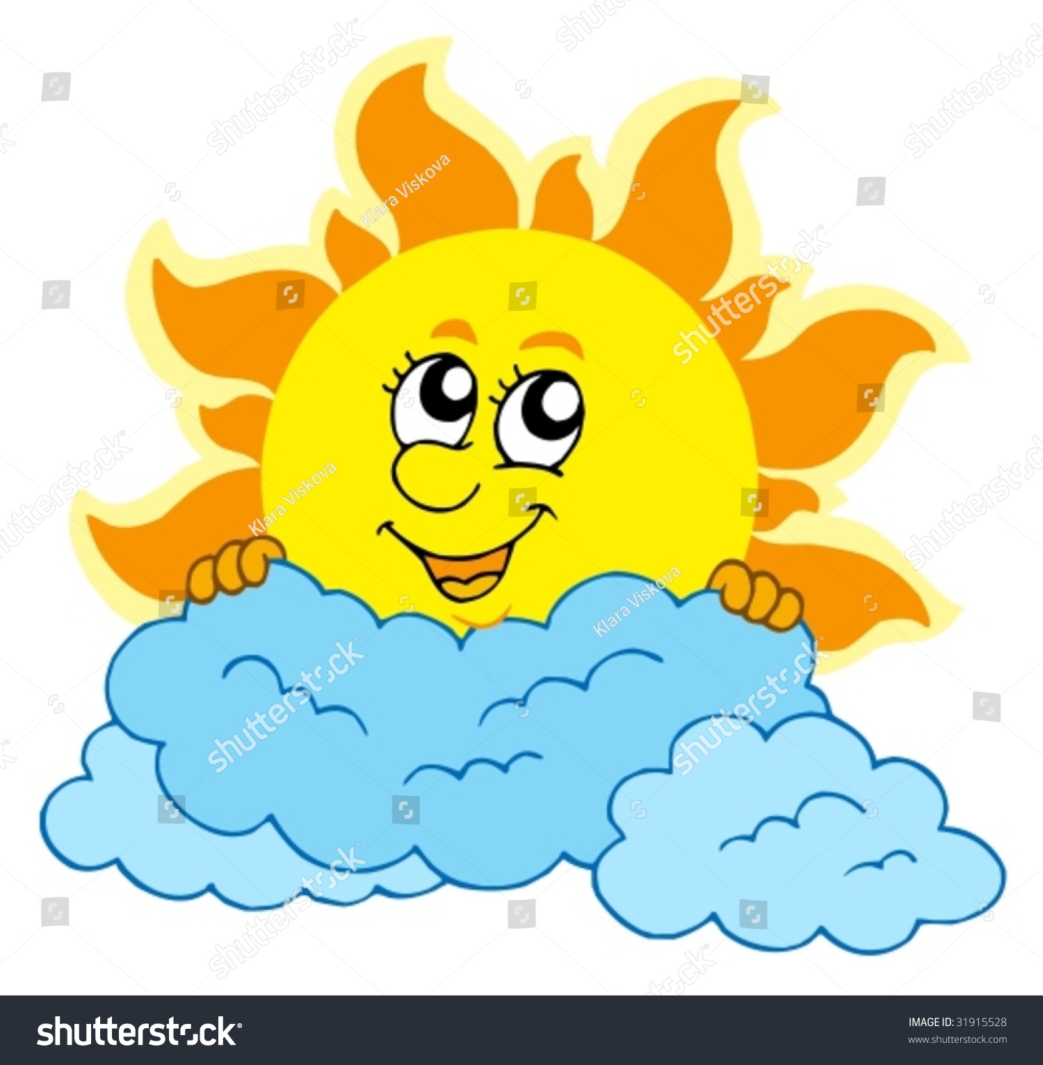 Cute Cartoon Sun Clouds Vector Illustration Stock Vektor Royaltyfri 31915528