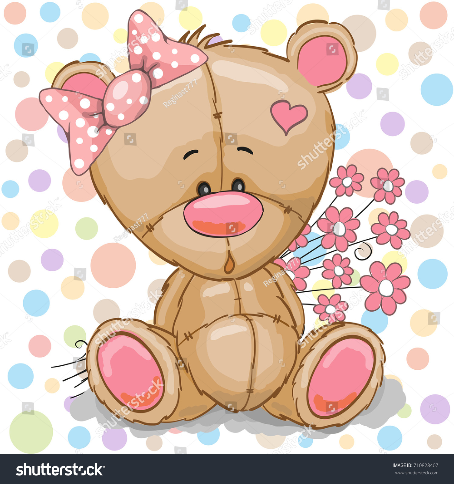 Cute Cartoon Teddy Bear Girl Pink Stock Vector 710828407 Shutterstock 0676