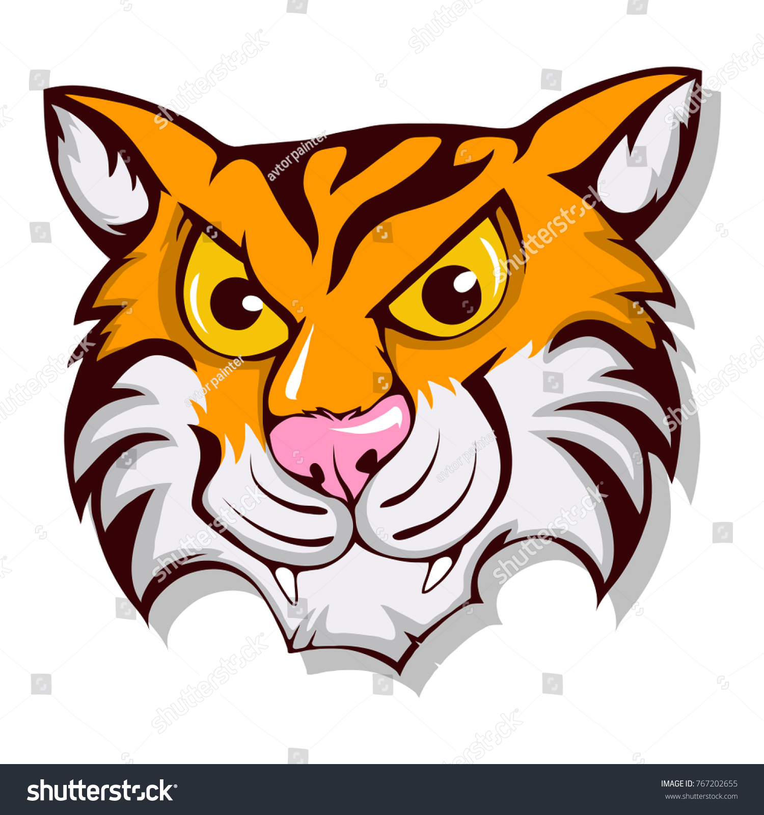 Cartoon Picture Of Tiger Face - Set Of Cartoon Animals Faces Tiger Face