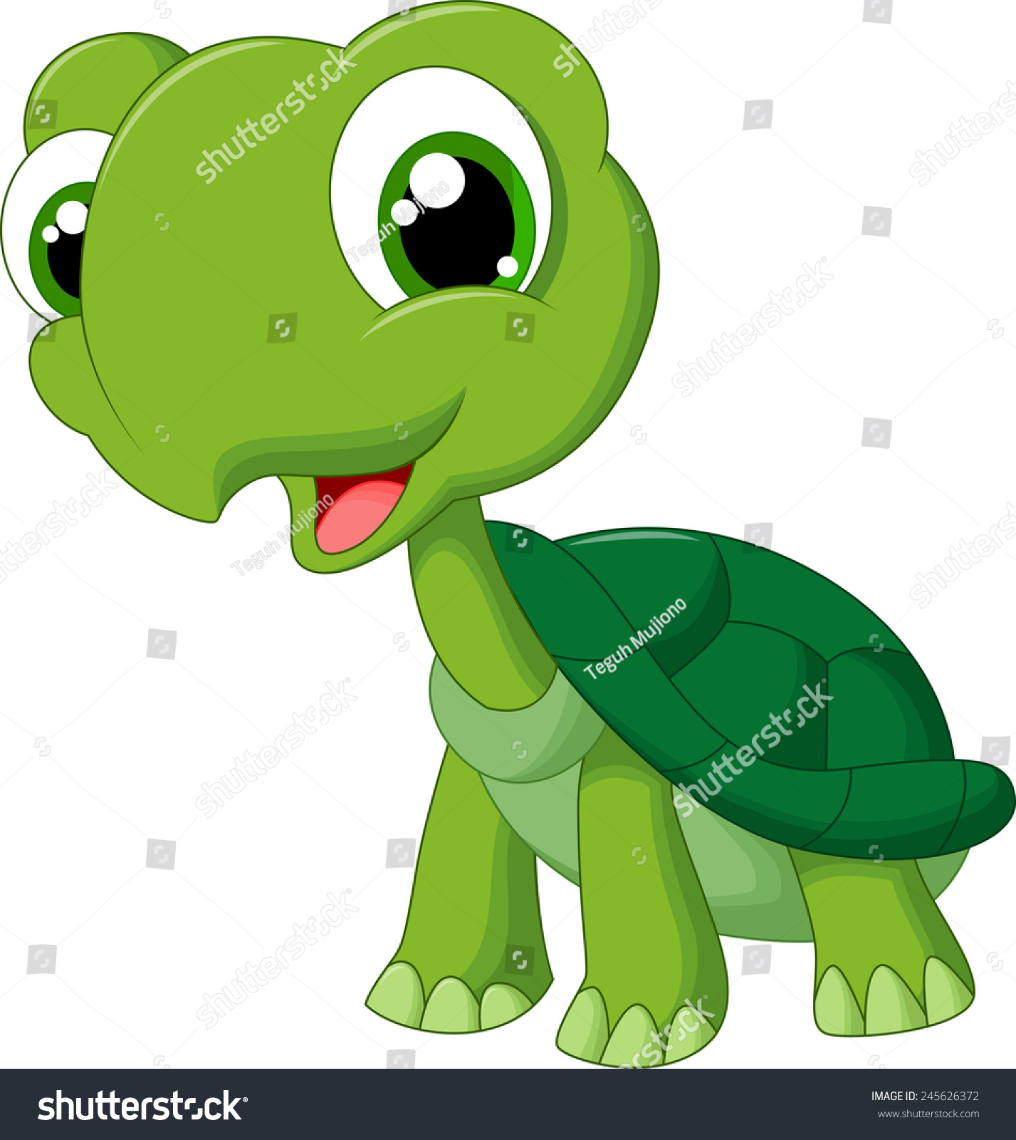 Cute Cartoon Turtle Stock Vector Illustration 245626372 : Shutterstock