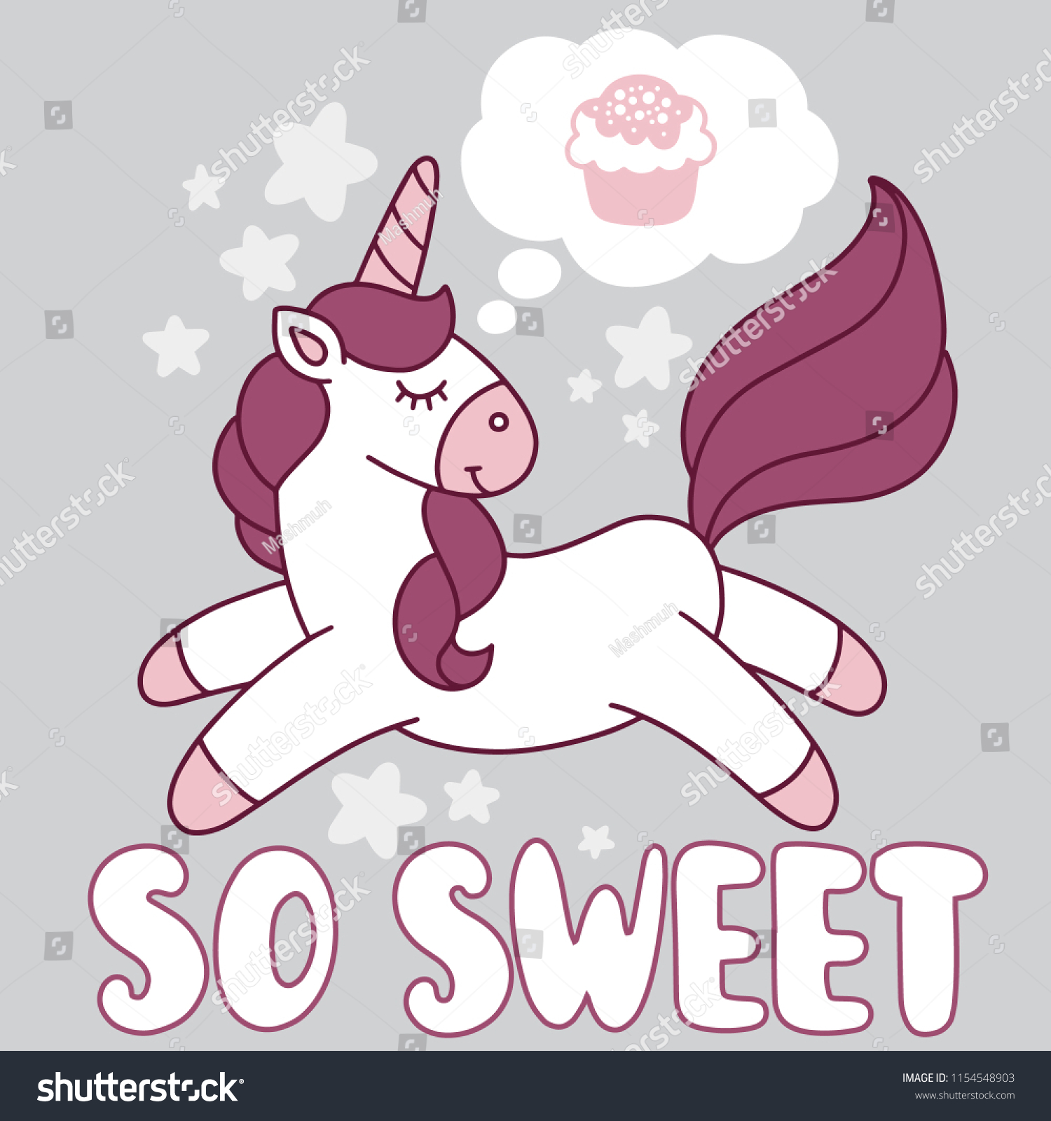 Cute Cartoon Unicorn Phrase Vector เวกเตอร์สต็อก (ปลอดค่าลิขสิทธิ์