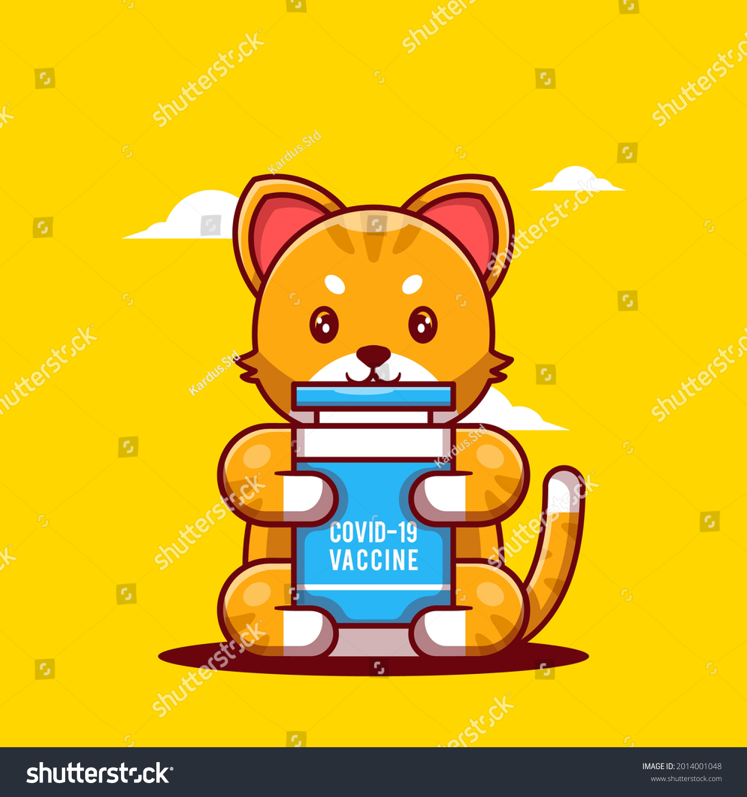 Cute Cartoon Vector Illustrations Cat Holding Stock Vector (Royalty ...