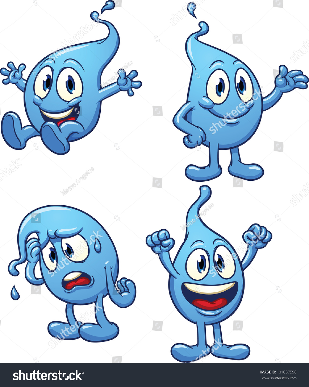 Cute Cartoon Water Drops Vector Illustration Stock Vector 101037598 ...