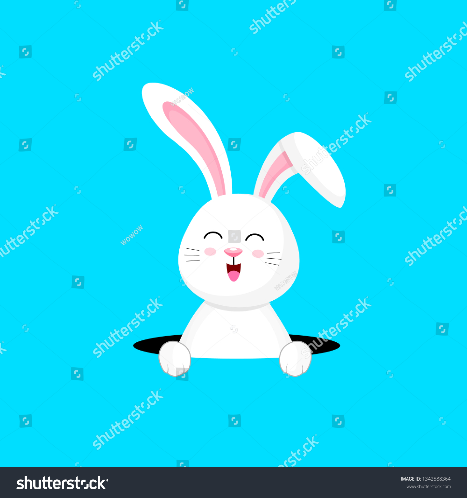 Cute Cartoon White Rabbit Happy Easter Vector De Stock Libre De Regalías 1342588364 5239