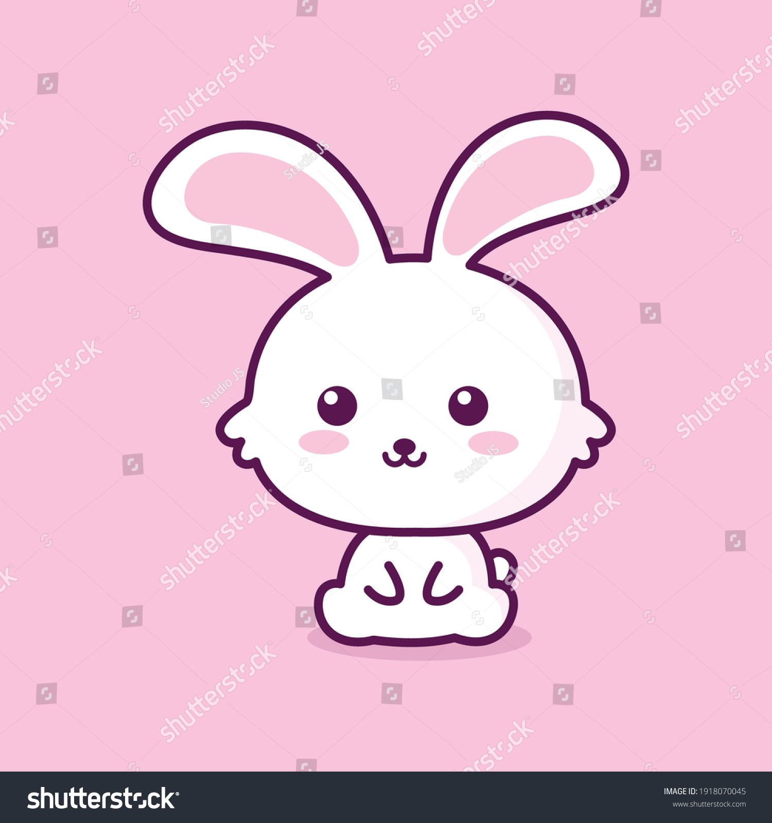 Cute Cartoon White Rabbits Vector Art Stock Vector (Royalty Free ...