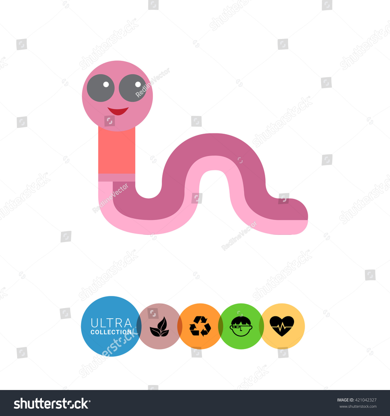 Download Cute Cartoon Worm Icon Stock Vector 421042327 - Shutterstock