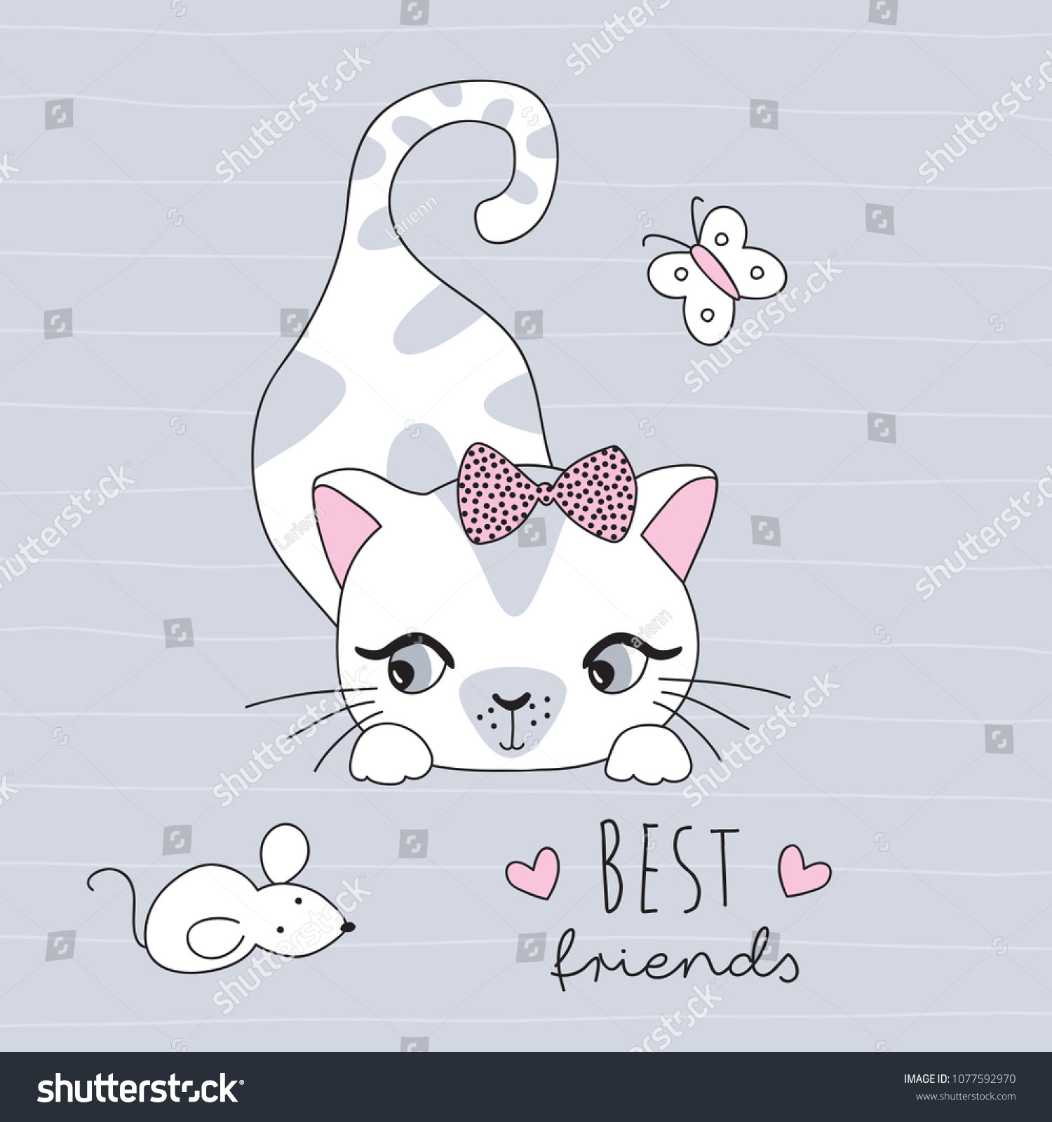 Cute Cat Mouse Best Friends Vector Stock Vector Royalty Free
